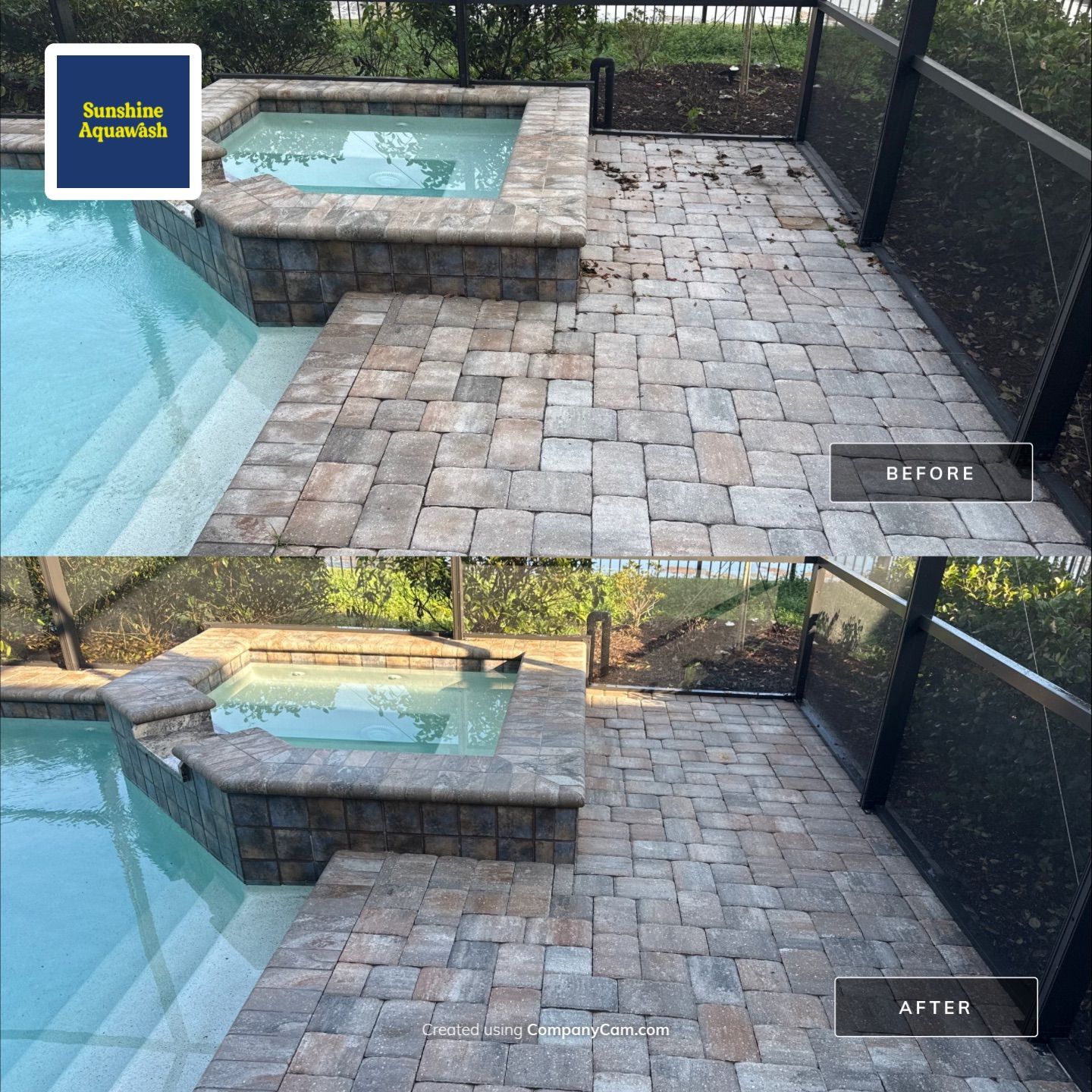 Paver Pool Deck Cleaning Showcase – Lakewood Ranch, FL by Sunshine AquaWash