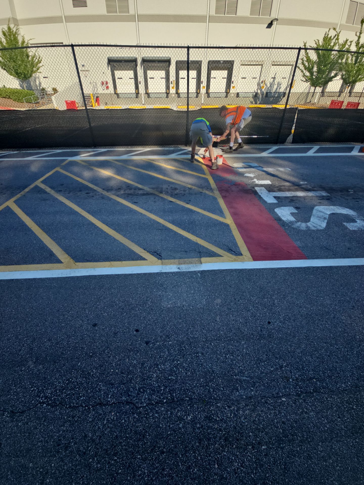Striping Amazon Parking Lot  by Billy Weatherspoon Contractor