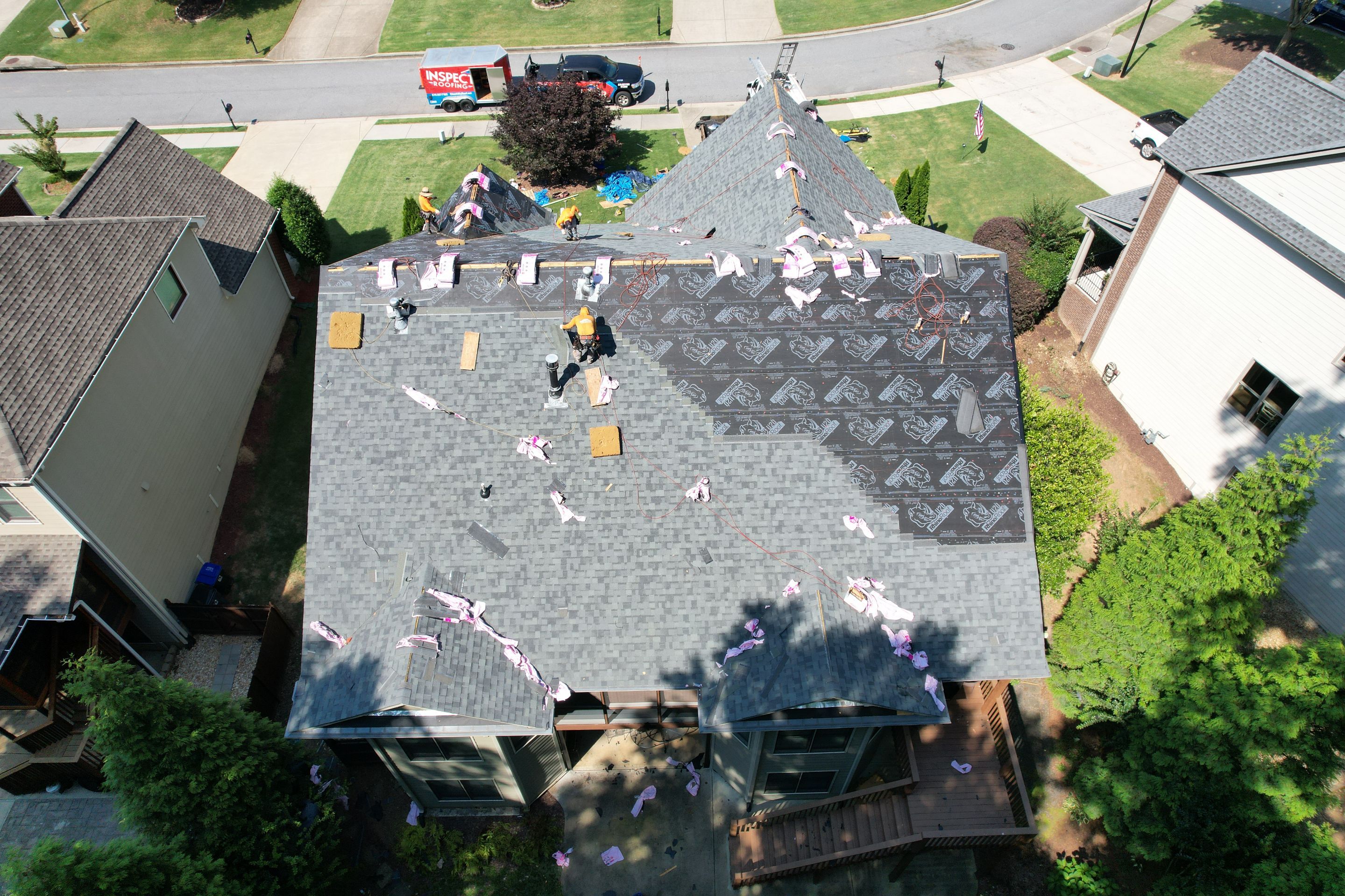 Residential Roofing Installation using Owens Corning Quary Gray by Inspector Roofing and Restoration