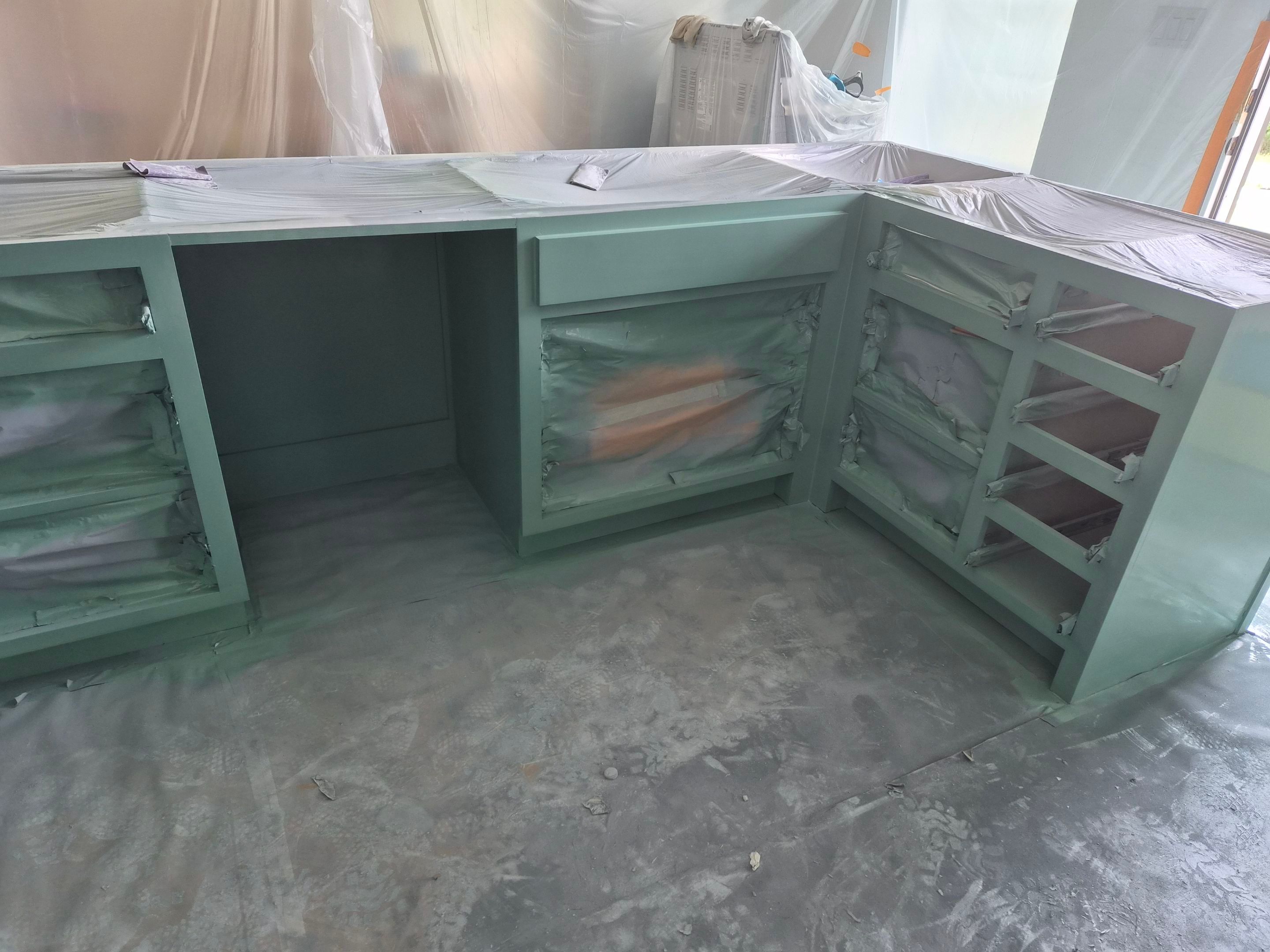 Sage Green Cabinet Transformation in Brownsboro, TX! by Quality Coats Painting
