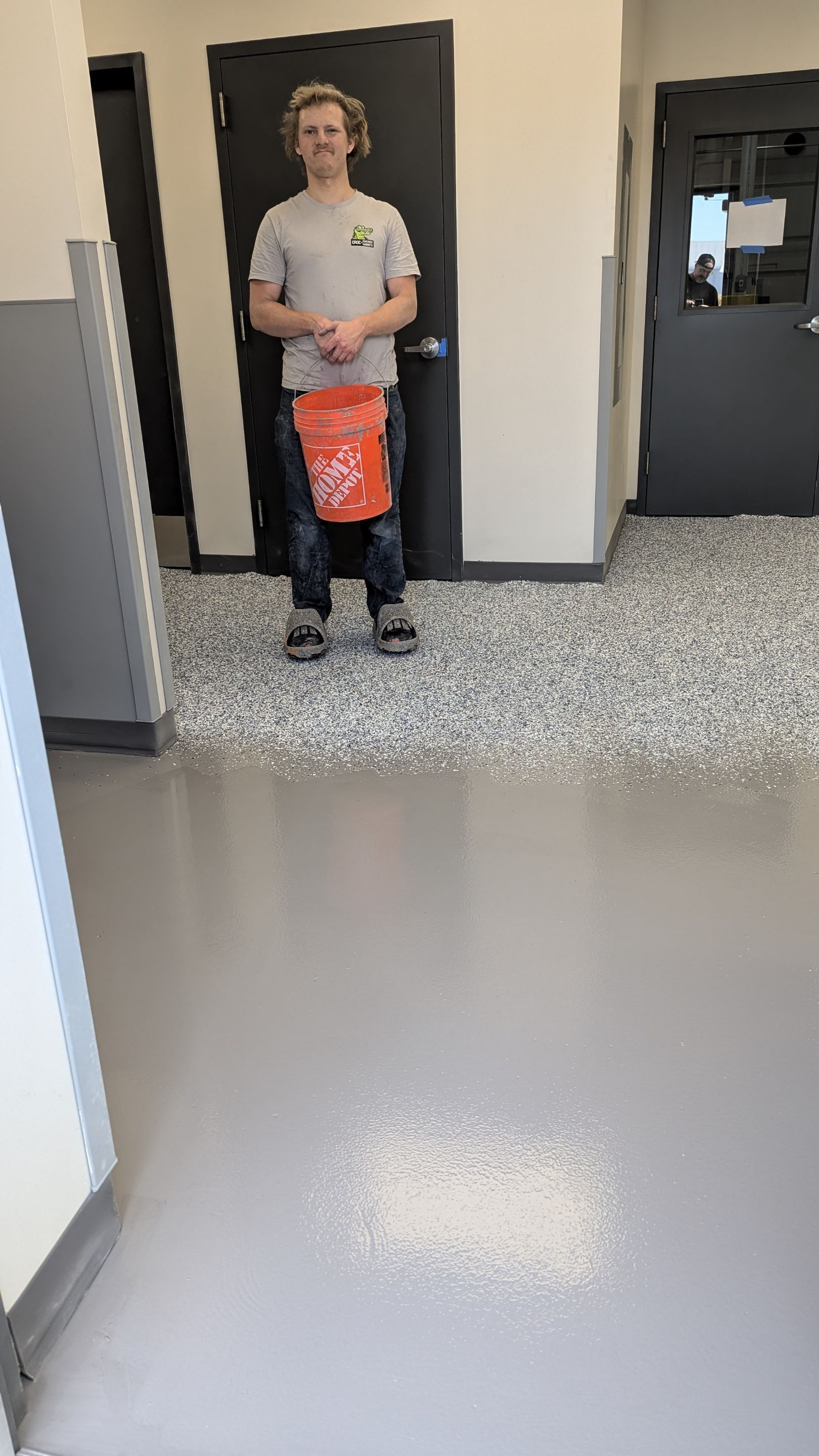 Commercial Floor Transformation using Aurora Accent W/Hypnotic Blue by Croc Coatings, LLC