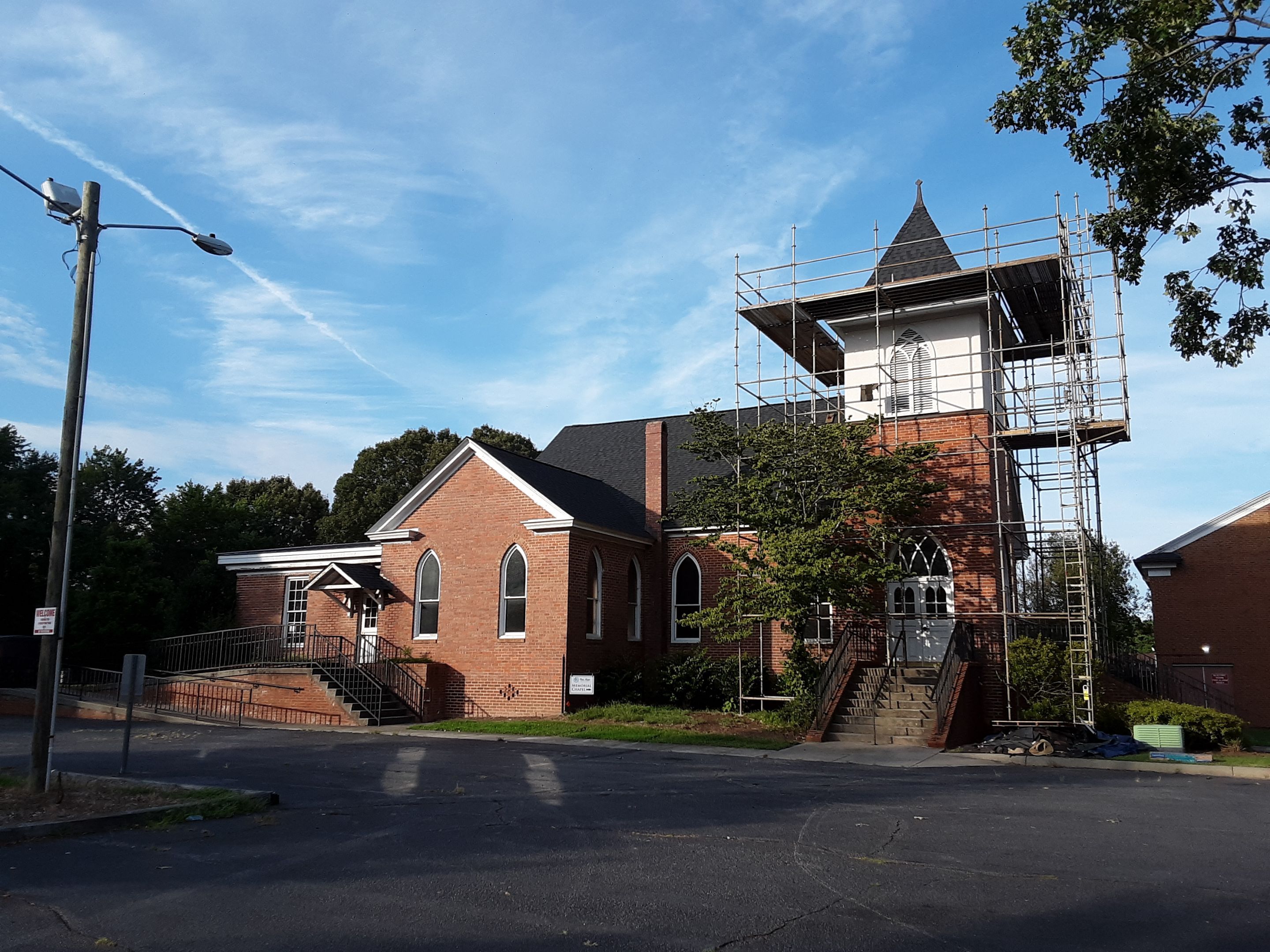 Roof replacement in Church by hail and wind damage by Just Brilliant Restoration JBR