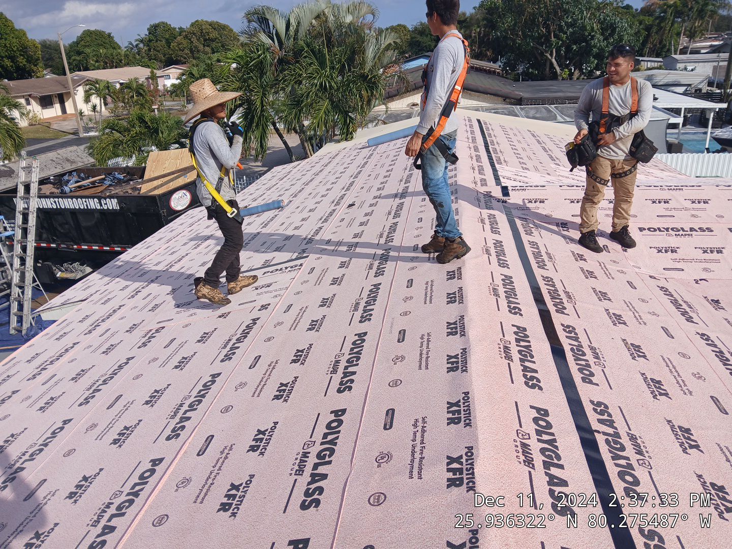 RESIDENTAL METAL REROOF 24 GUAGE DOVE GRAY 1-1/2" MECHANICAL SEAM METAL POLYGLASS POLYSTICK XFR by Earl W. Johnston Roofing 