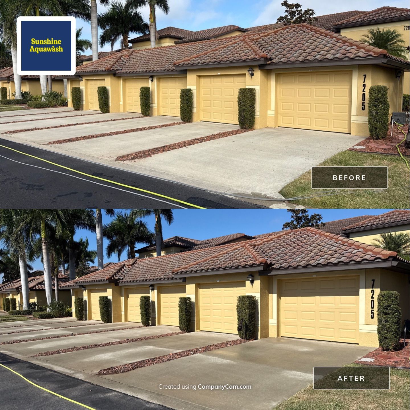 HOA Condo Concrete Driveway & Sidewalk Cleaning – River Strand Community, Bradenton, FL by Sunshine AquaWash