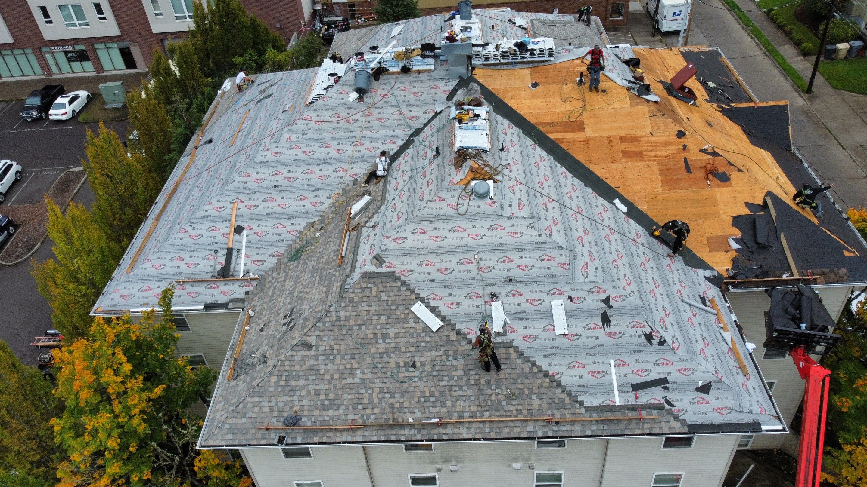 Commercial Roofing Installation using IKO Dynasty (Color: Biscayne) by Orezona Building & Roofing Company, Inc.
