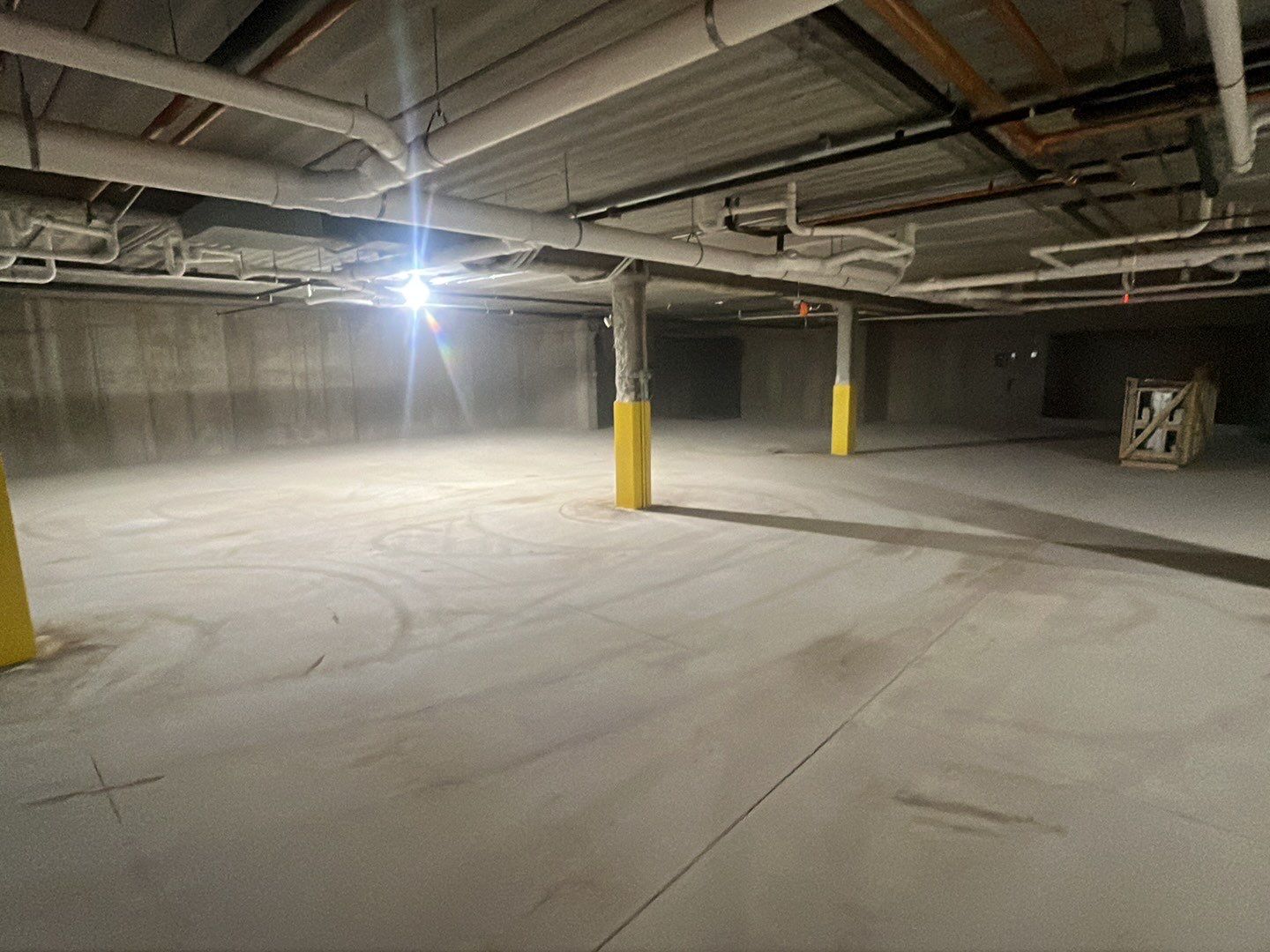 Parking garage post construction cleanup by Northern Power Washing LLC.