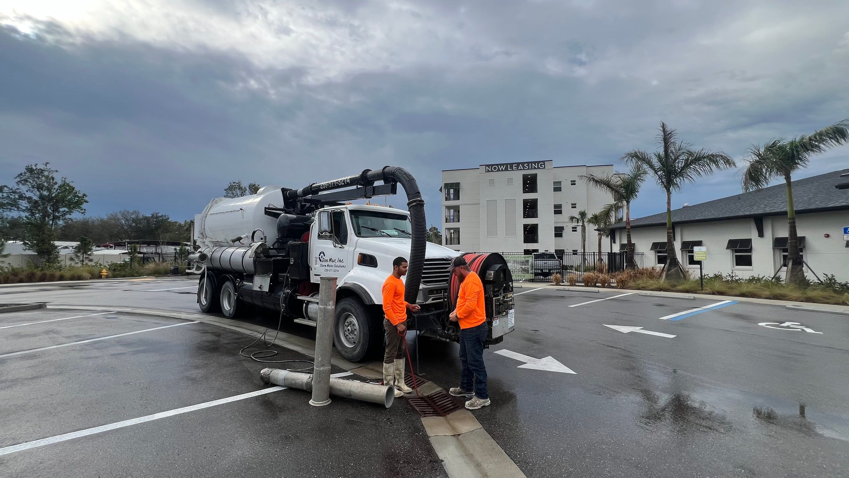 New Construction Apartment Complex Catch Basin Cleaning by APS Power & Water