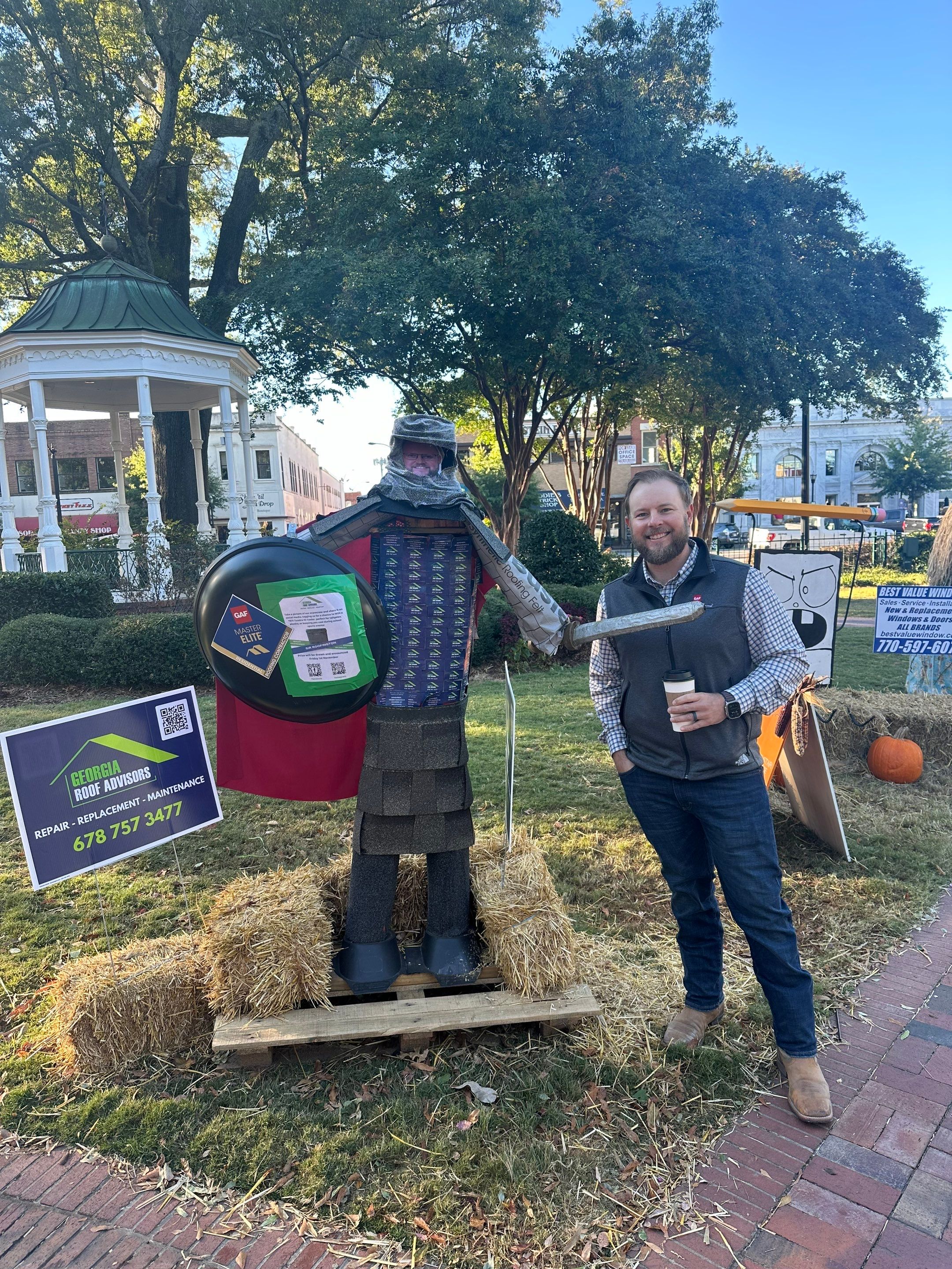 Annual Roofing Material Squarecrow Builds in Marietta Square by Georgia Roof Advisors