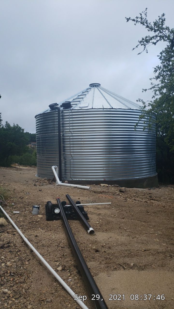 Cliffside installation for primary water source. by Hill Country Rain Water