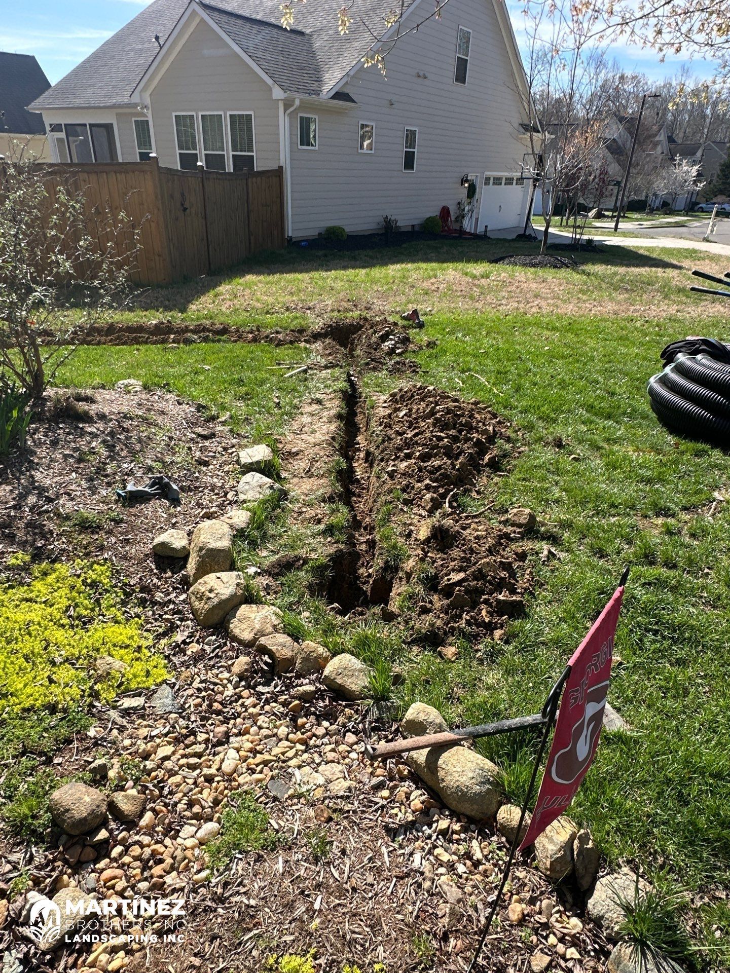 Channel drain installation Durham by Martinez Brother’s Nc Landscaping Inc