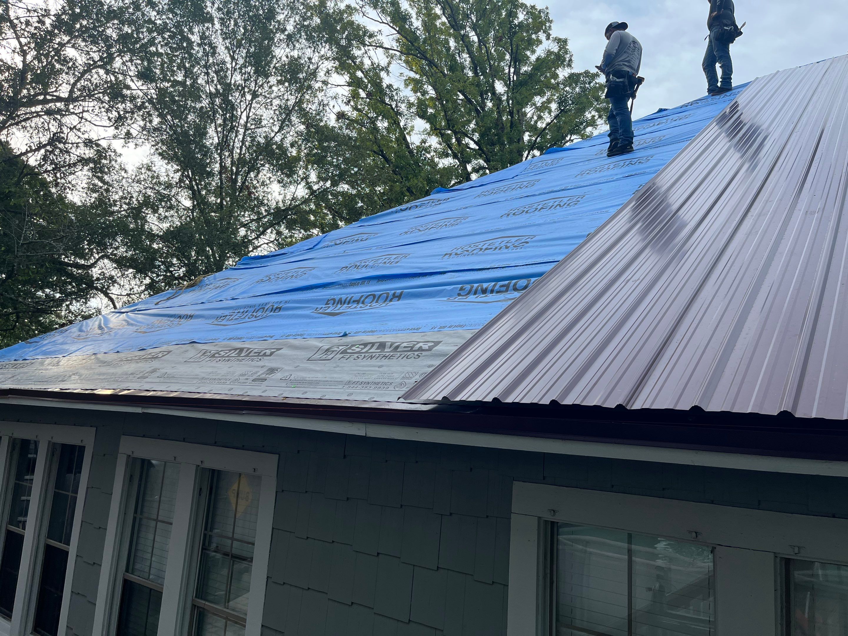 Residential Metal Roof Replacement using Reed's Metals: Colored Residental Panel (Burgundy) by Hostetler Roofing
