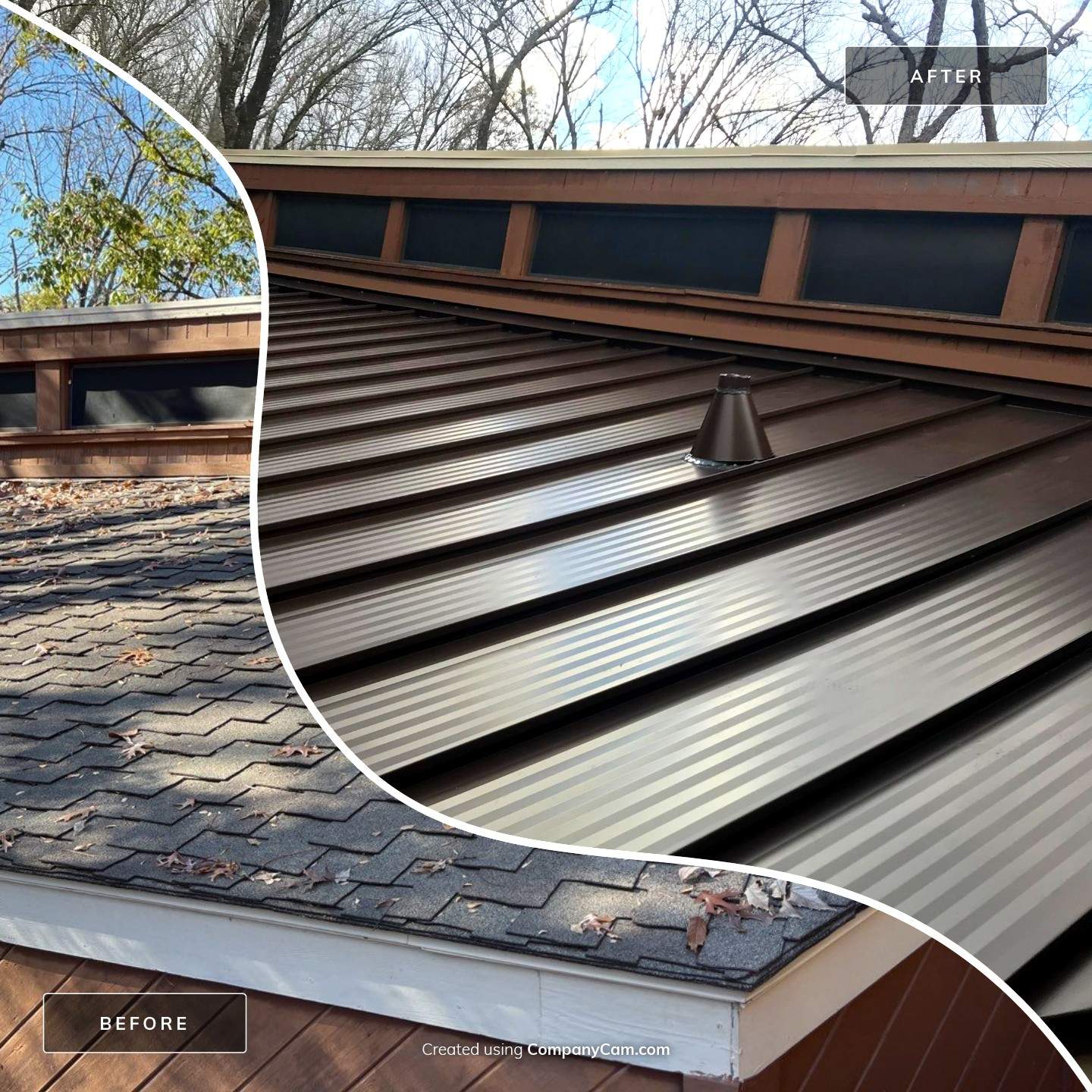 Residential Roofing Installation using Standing Seam Metal Roofing and Composition Shingles by Rainy Day Restoration