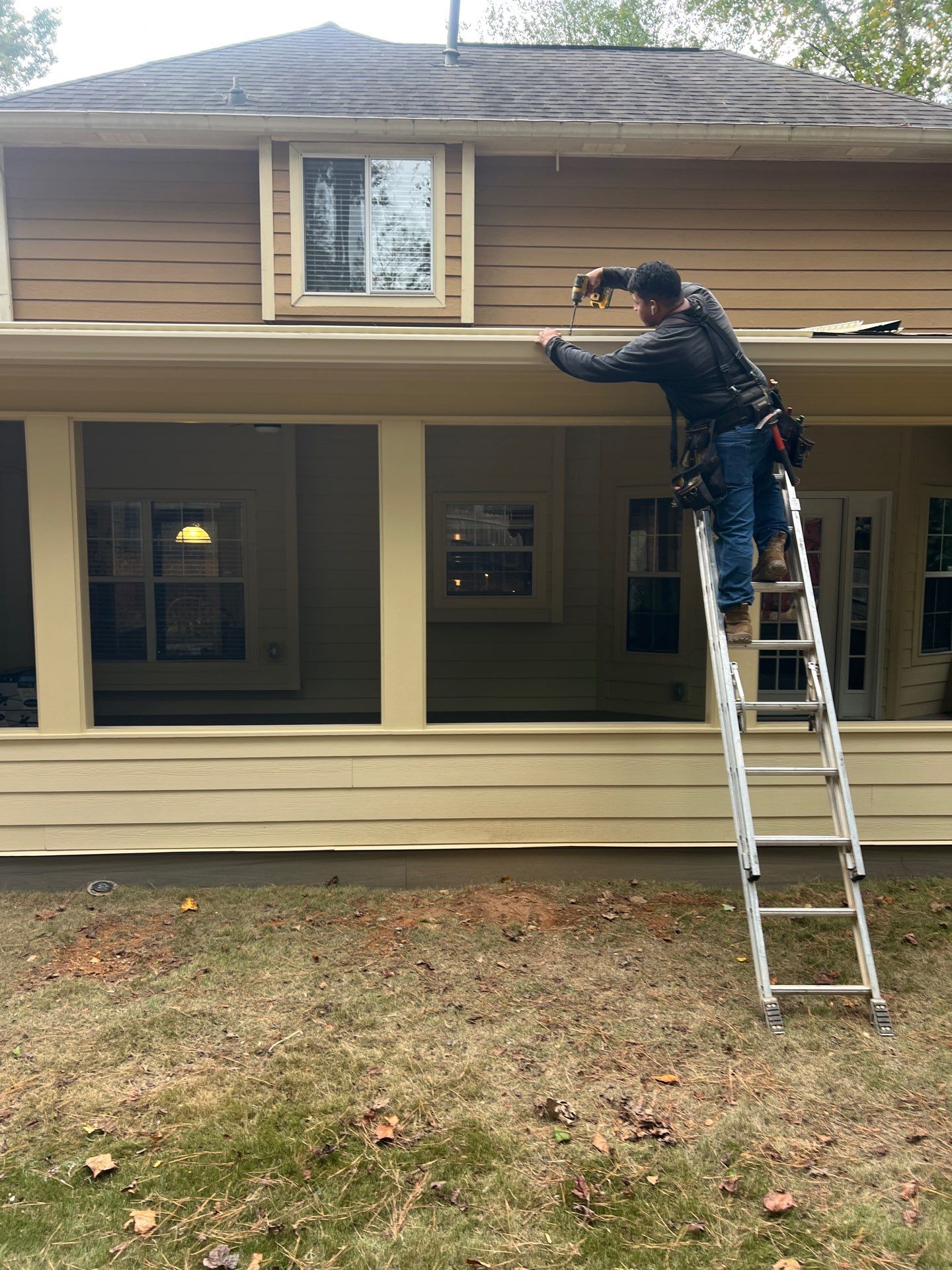 Trex Deck Build, Shed Roof Porch Install, and Door Replacement in Alpharetta, GA by Nelson Exteriors