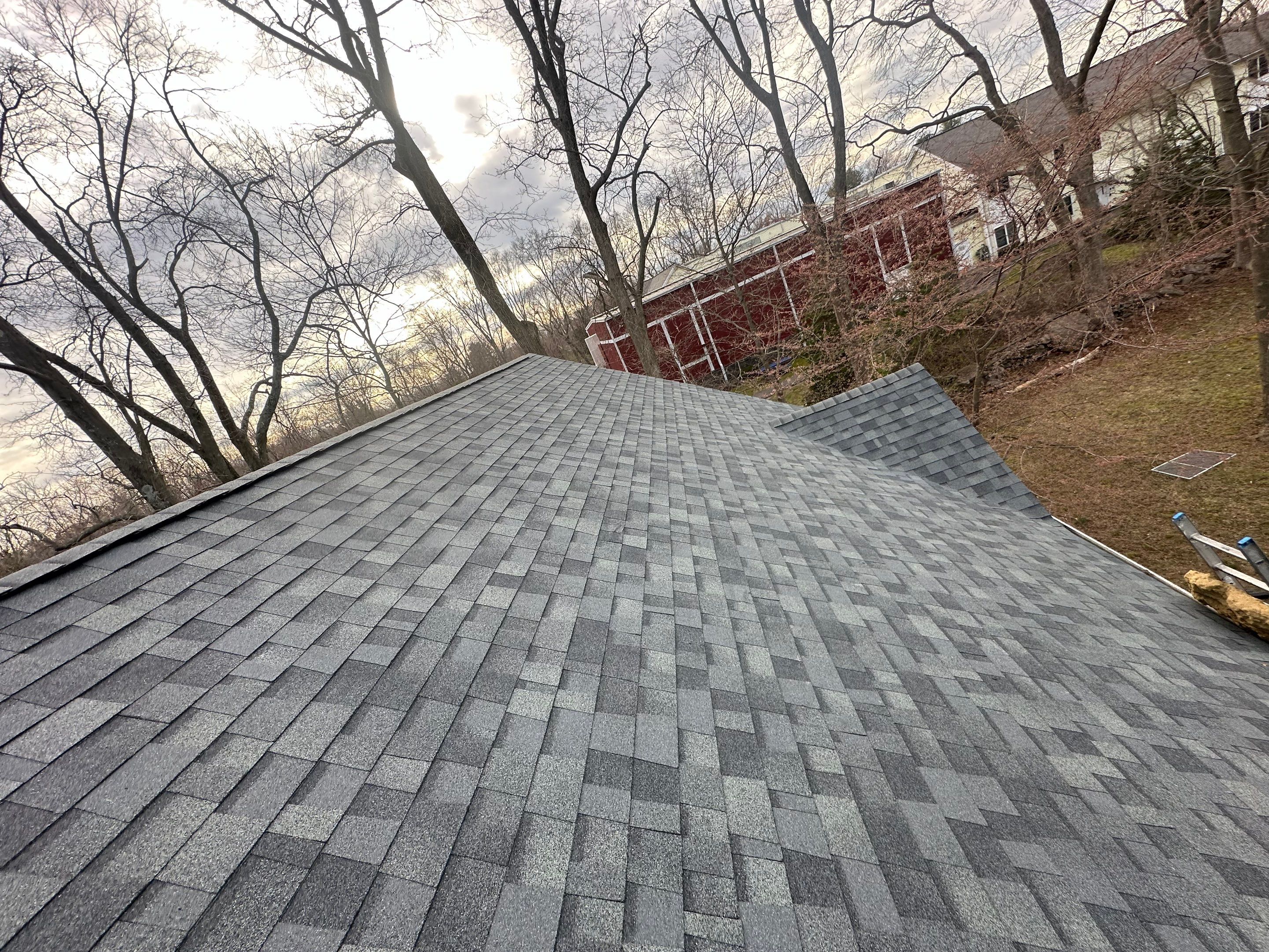 Residential Roofing Installation using Owens Corning TruDefinition Duration AR - Estate Gray & New Harvey Windows by A Plus Exterior