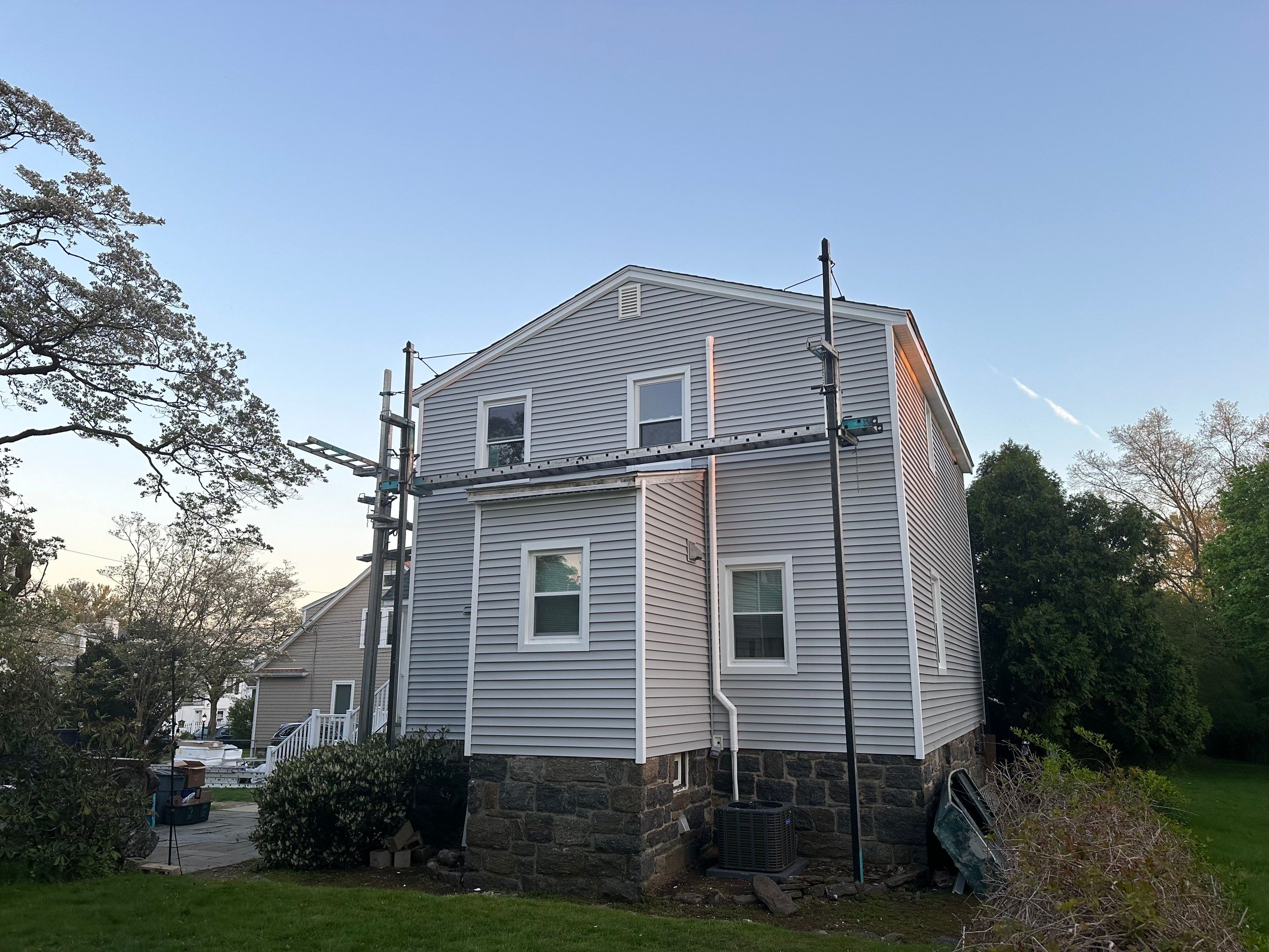 Siding Installation using Certainteed Cedar Impressions Straight Edge Perfection Shingles - D7 - Sterling Gray by A Plus Exterior