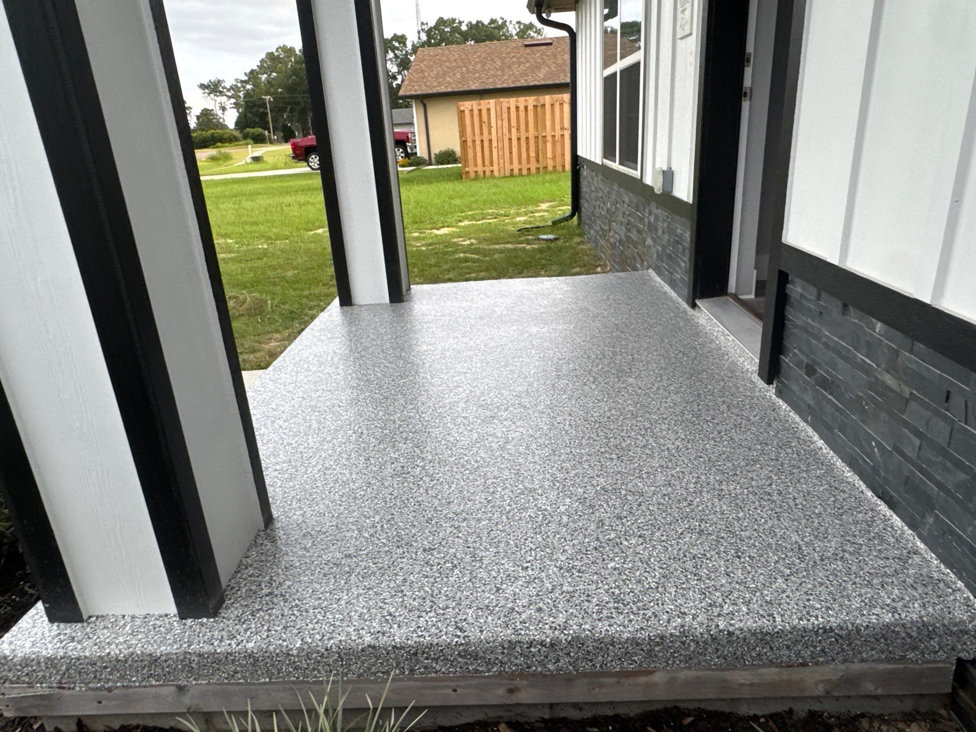 Porches Project in Brooker, FL in Slate Stone by Cross Creek Concrete Coatings
