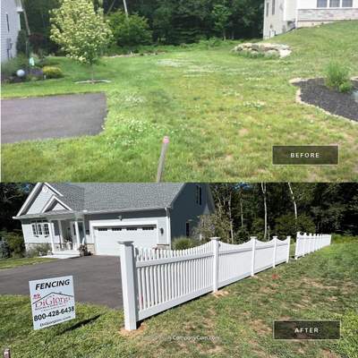 New Vinyl picket fence in white