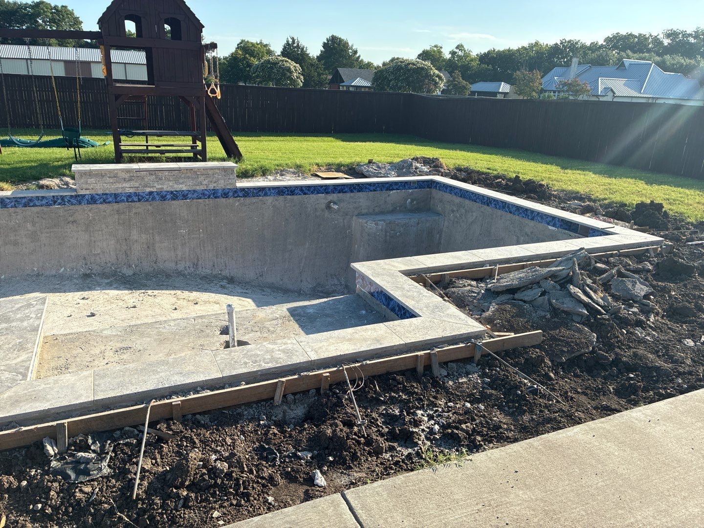 Custom In-Ground Rectangular Pool Installation in Wylie by Hobert Pools