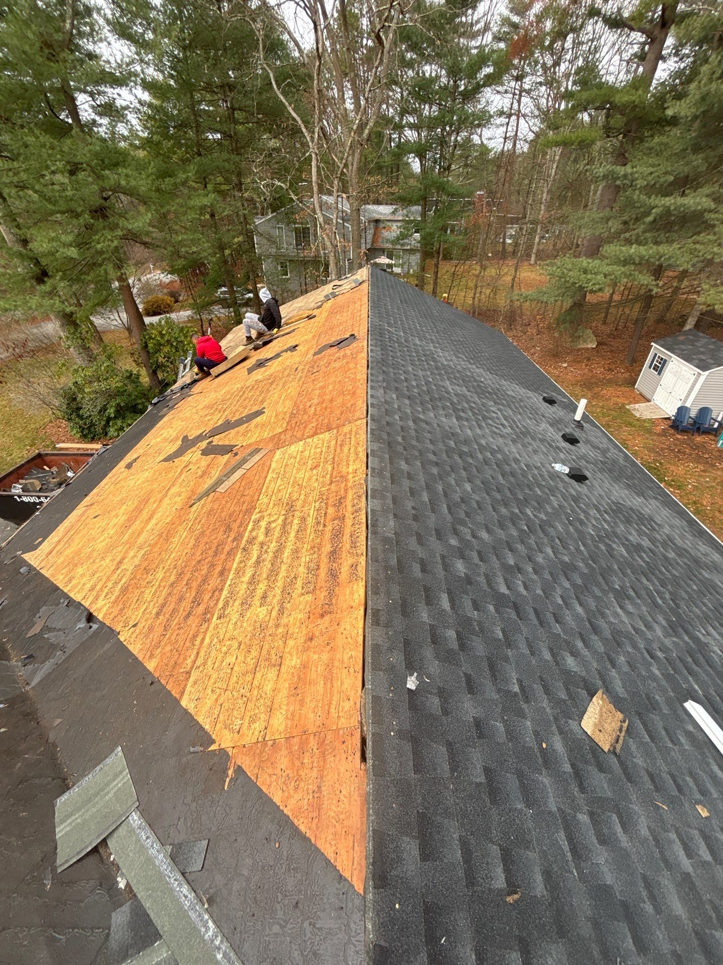 GAF Charcoal Roof Replacement with Vent Leak Repairs, PVC Fascia & Leaf Guard Gutters by Sensible Home Solutions