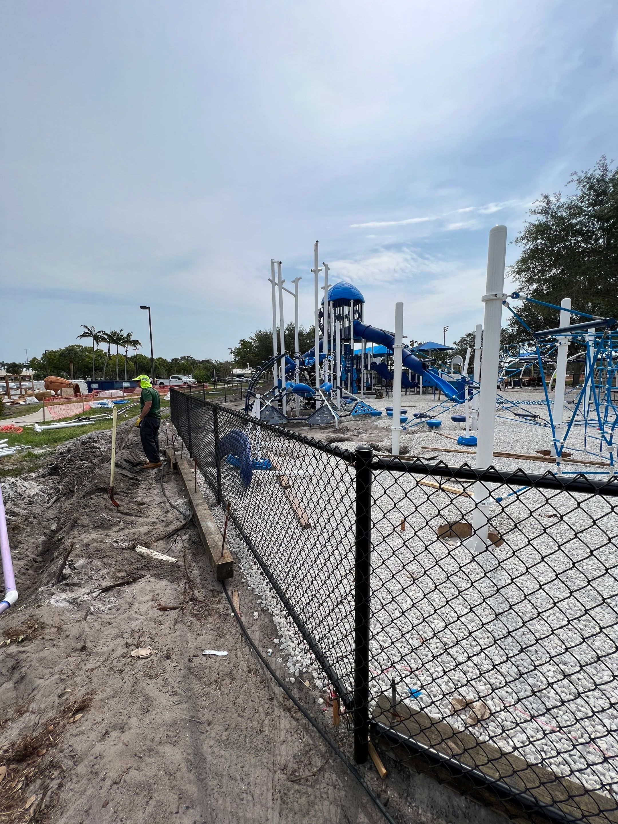 Vinyl Coated Chain-link fence for the City of Naples around Fleischmann Park Playground.  by Asap fence and gates, LLC
