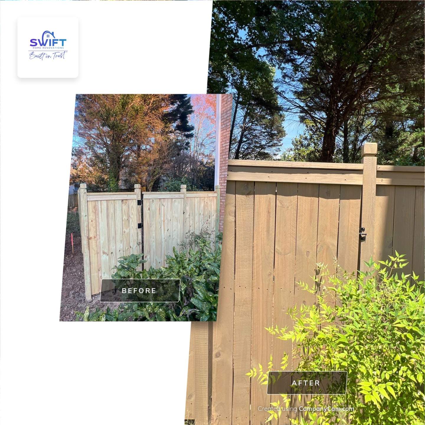 Pressure-Treated Wood Fence Installation and Deck Staining in Atlanta by Swift Home Renovations