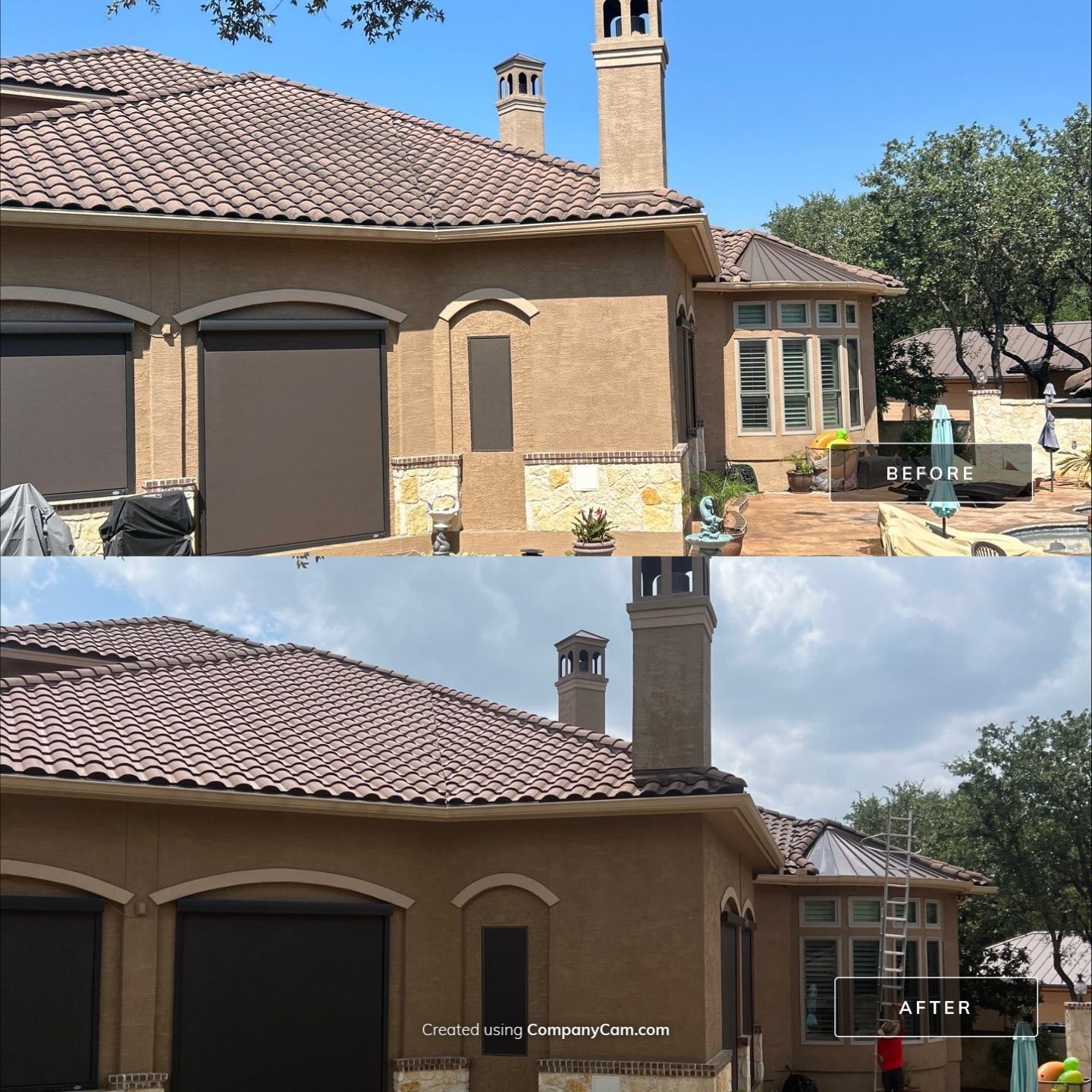 Tile Roof Washing Project in Garden Ridge by Bright Choice
