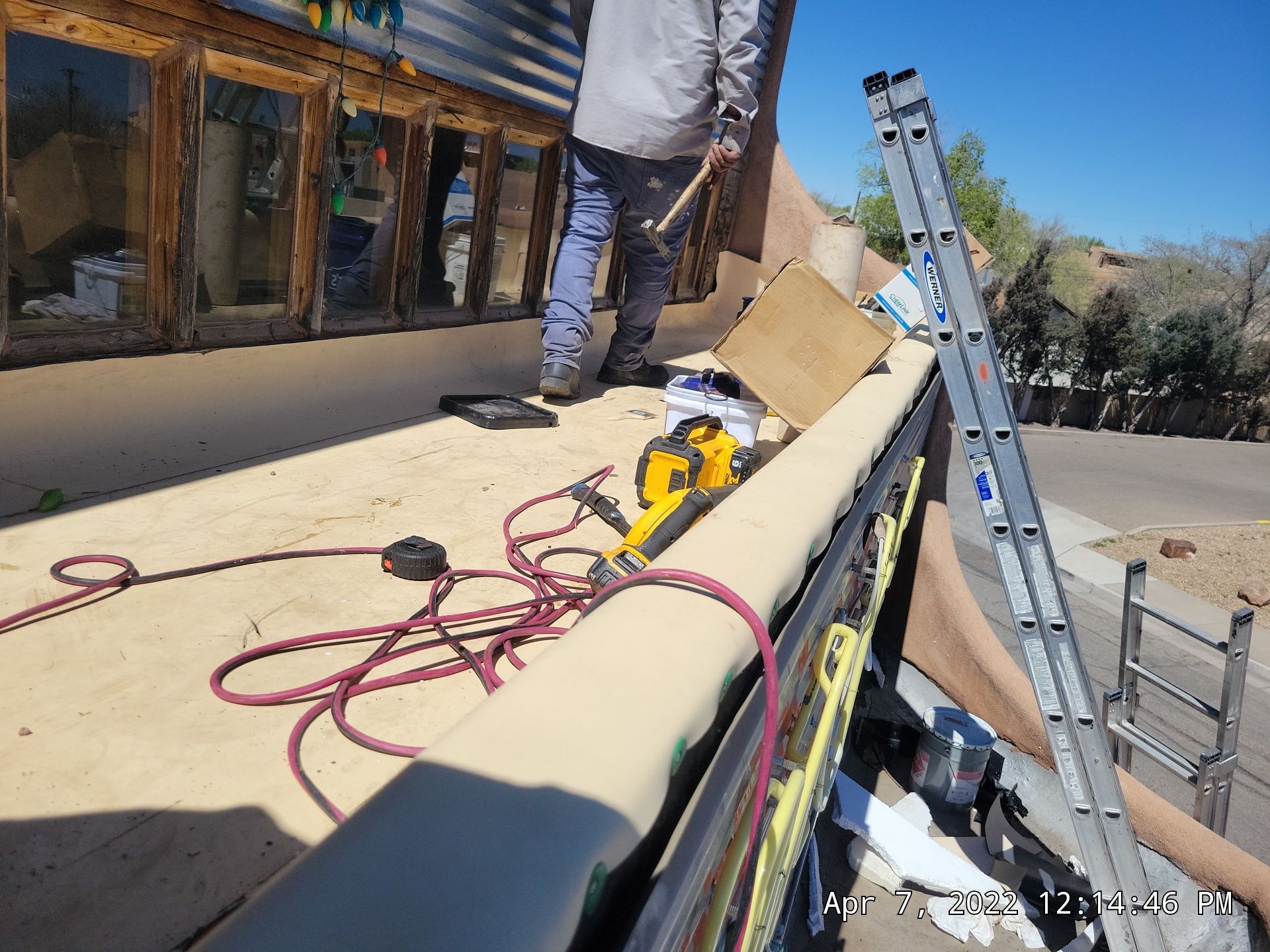 TPO Roof Replacement on entry of Albuquerque Restaurant by Doyle Roof Masters Inc