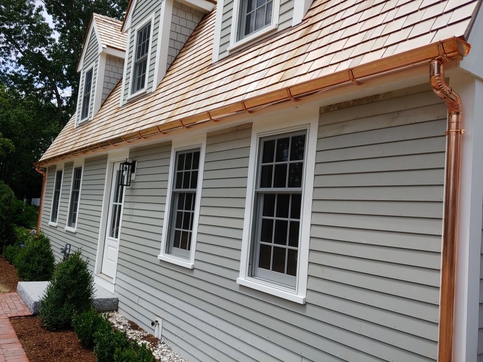 Duxbury, MA Gutter Installation using Half Round Seamless Copper Gutter by Gutter Pro Enterprises