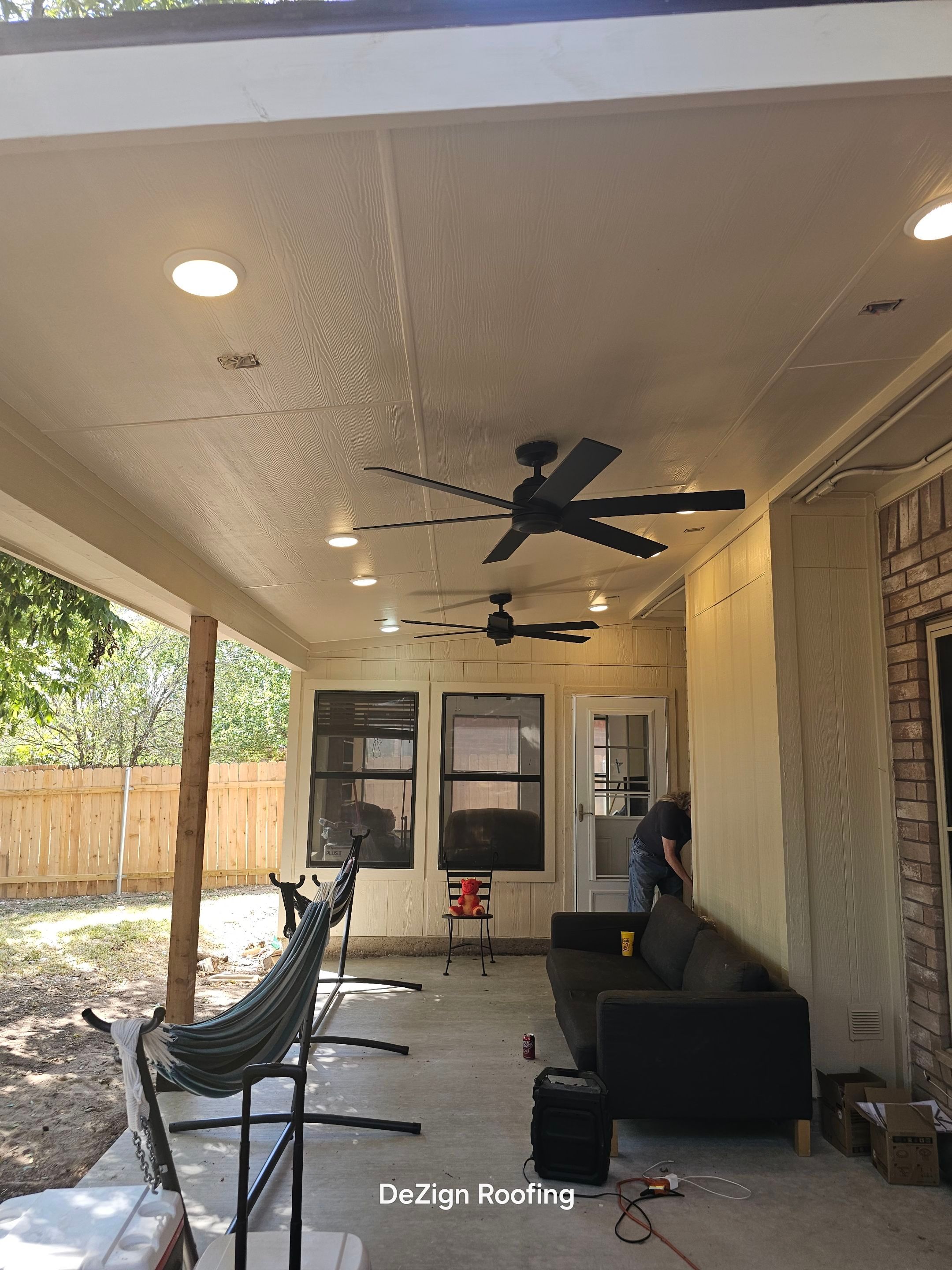 Beautiful New Covered Patio by DeZign Roofing & Exteriors