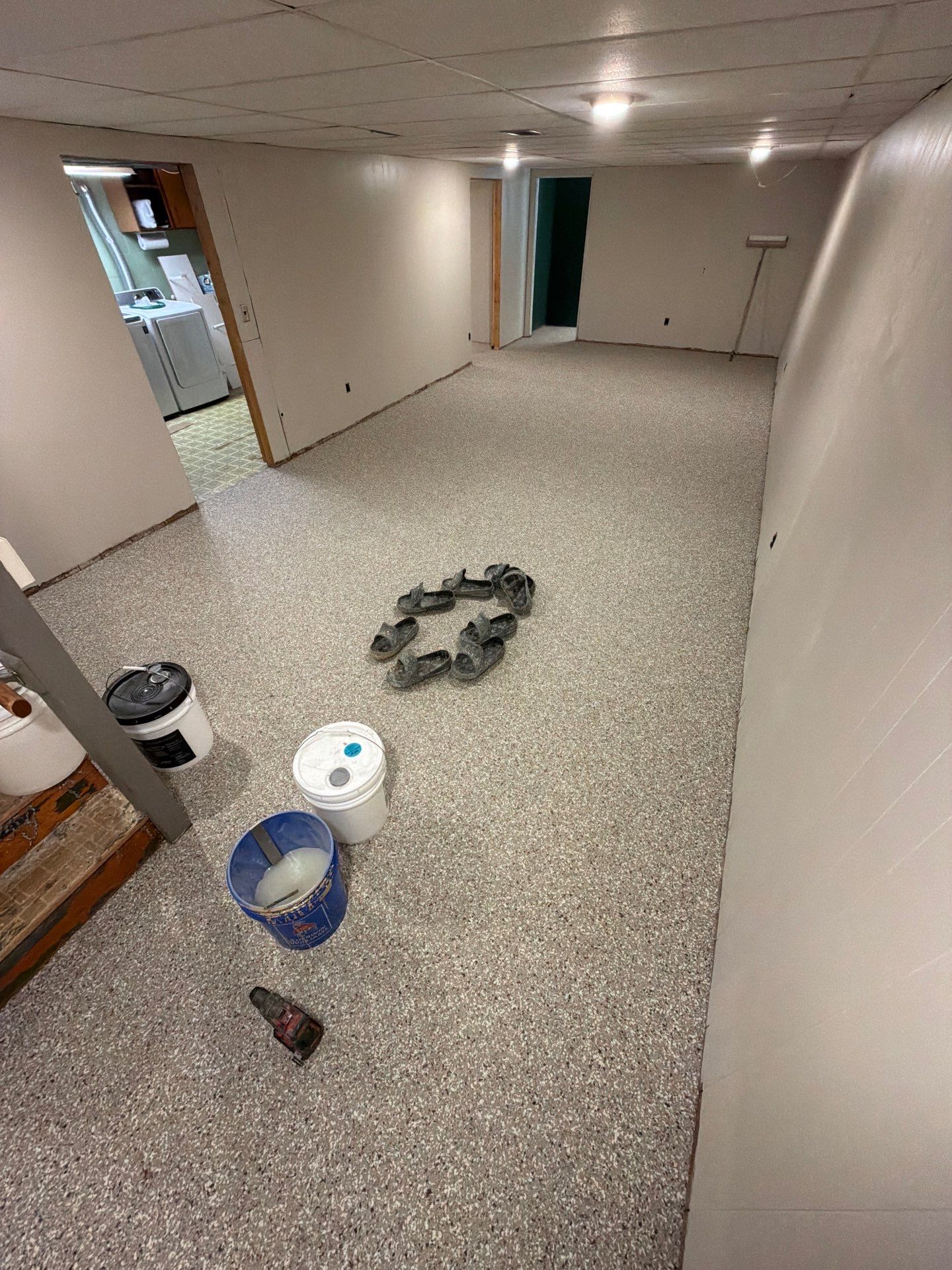 Custom Epoxy Flake Floor Installation for Spring Lake Residence by Gordon Painting
