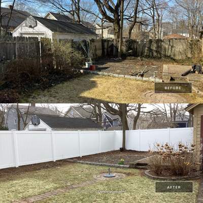 Fence replacement with White Vinyl privacy fence 