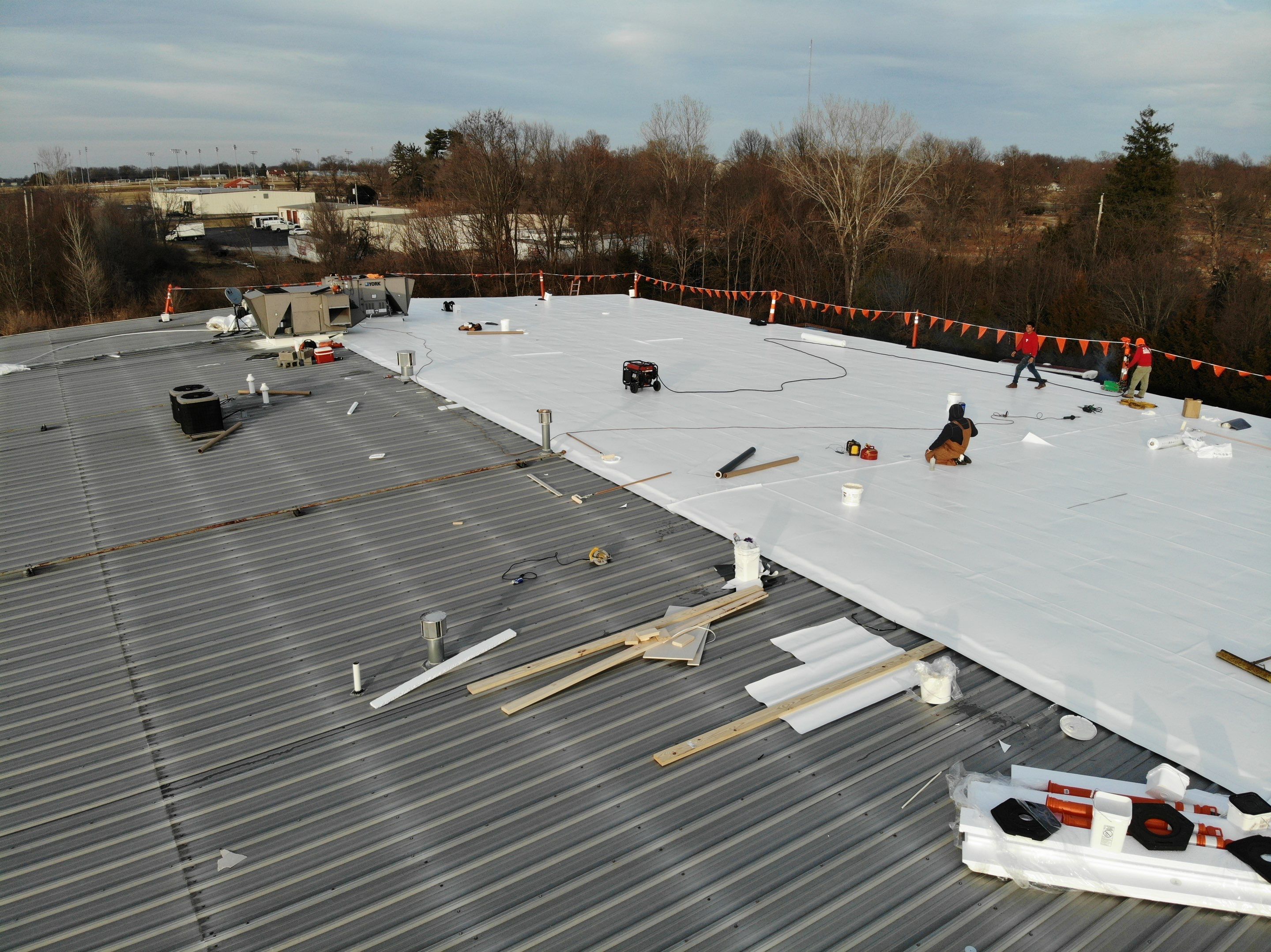 Commercial Flat Roof Install - IB PVC Membrane by Titan Commercial & Residential Roofing 