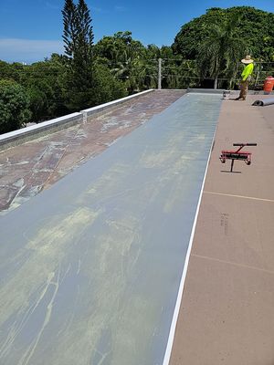 Flat Roof White Membrane and Insulation Installation in Miami Beach