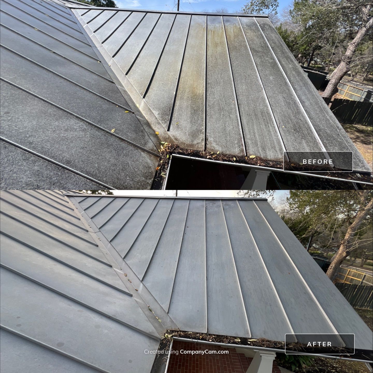 Metal Roof Wash Project in San Antonio by Bright Choice