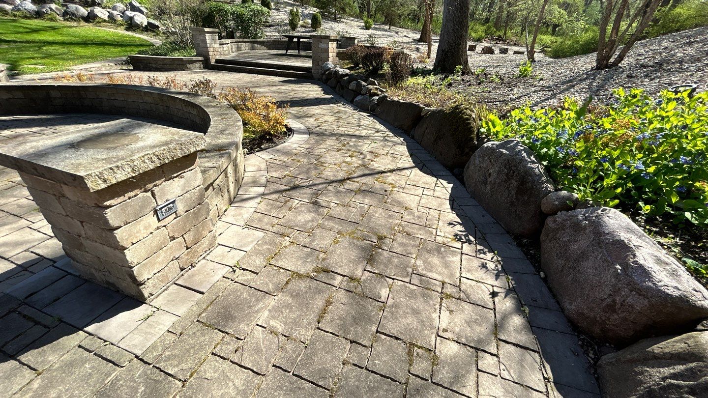 natural stone using Algaecide, soft wash soap by Northern Power Washing LLC.