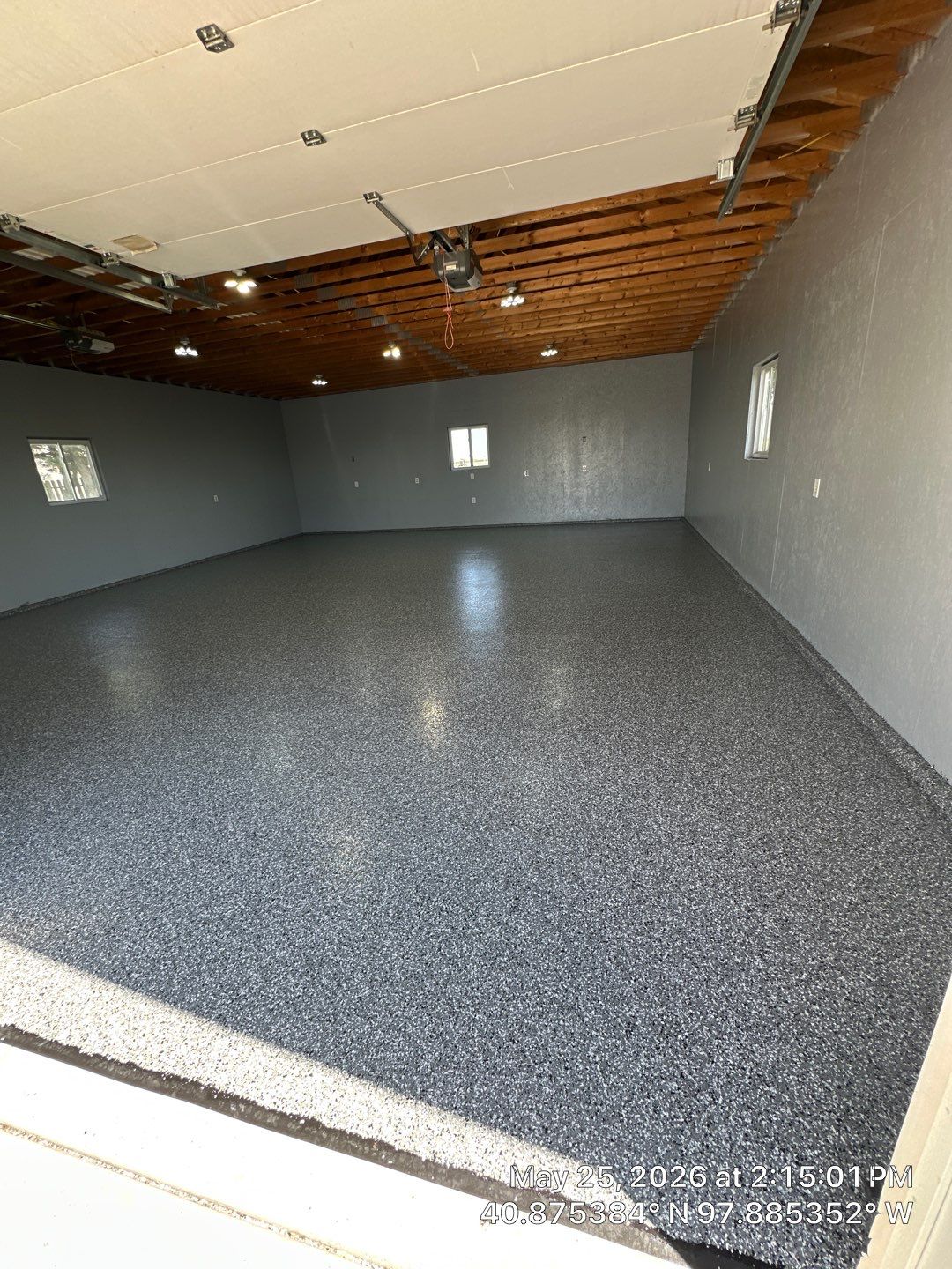 Four-Stall Garage Epoxy Floor Coating in Hampton by Goat Coatings