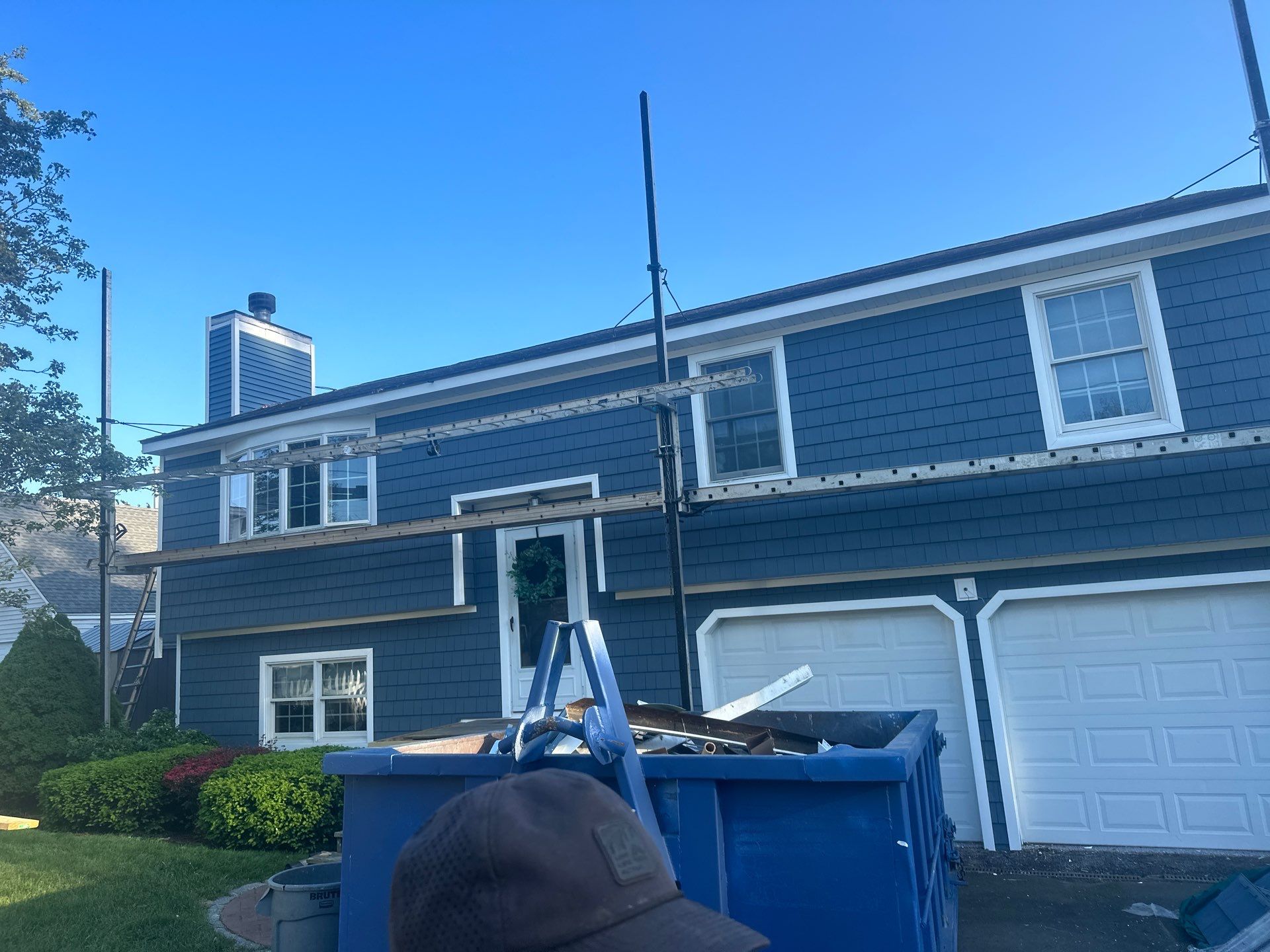 Siding Installation using Certainteed Cedar Impressions Straight Edge Perfection Shingles - D7 - Pacific Blue by A Plus Exterior