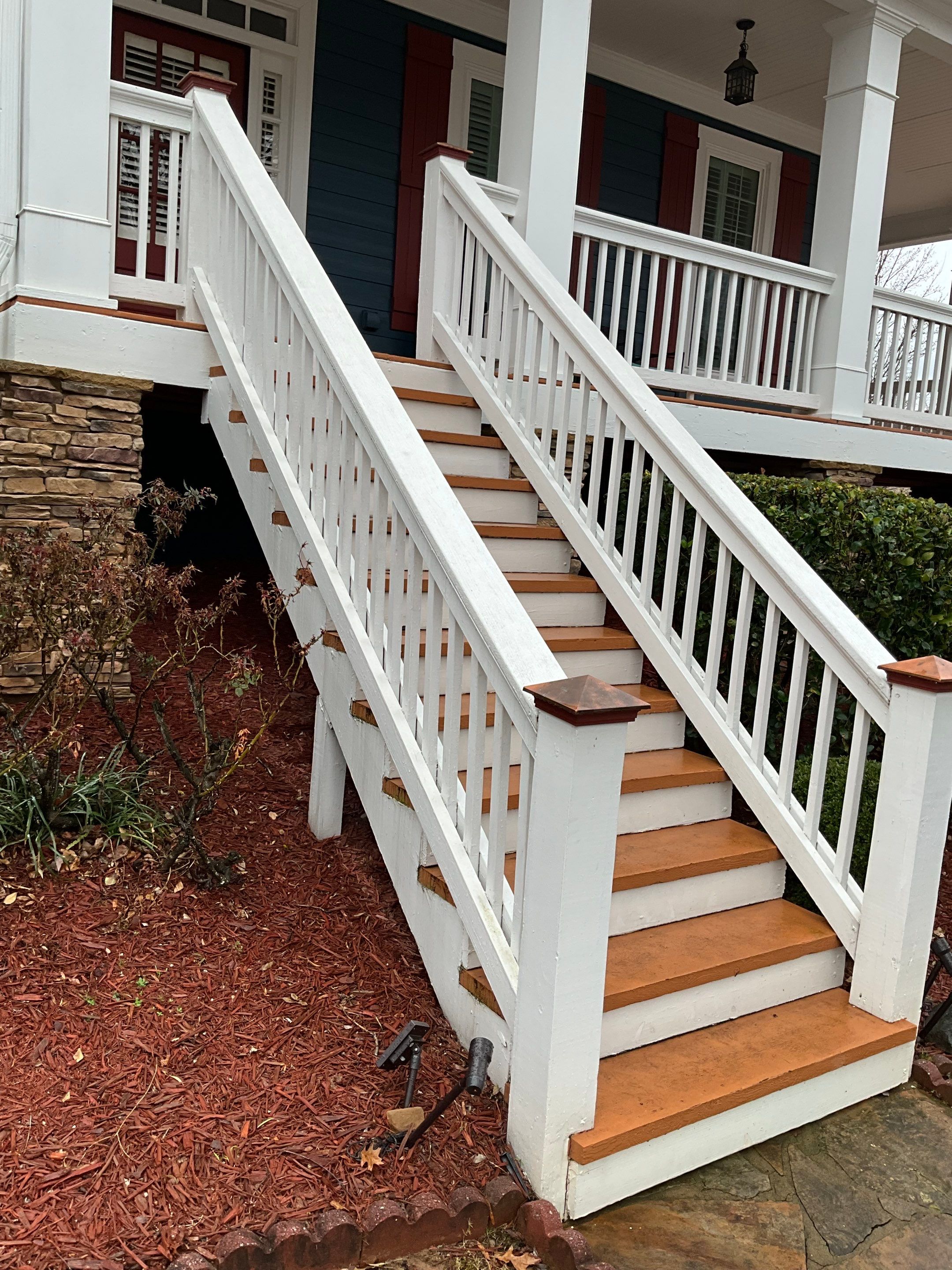 Pressure-Treated Wood Front Porch Stair Reconstruction in Atlanta by Swift Home Renovations