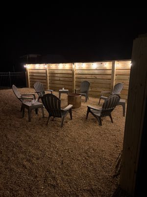 Modern Horizontal Wood Privacy Fence and Backyard Patio in Greenville