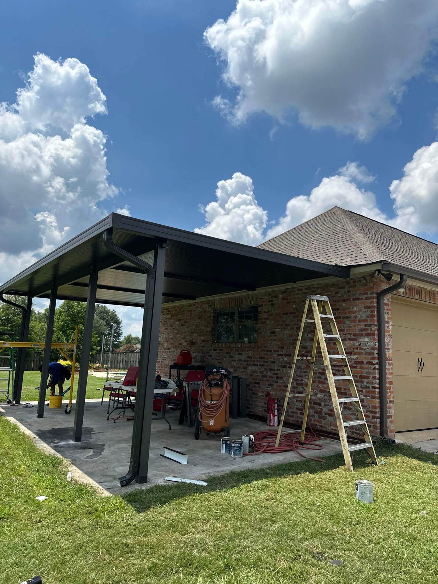 Residential Roofing Installation using Atlas Pinnacle Impact Weathered Wood; Weathered Bronze Gutters  by Top Team Construction