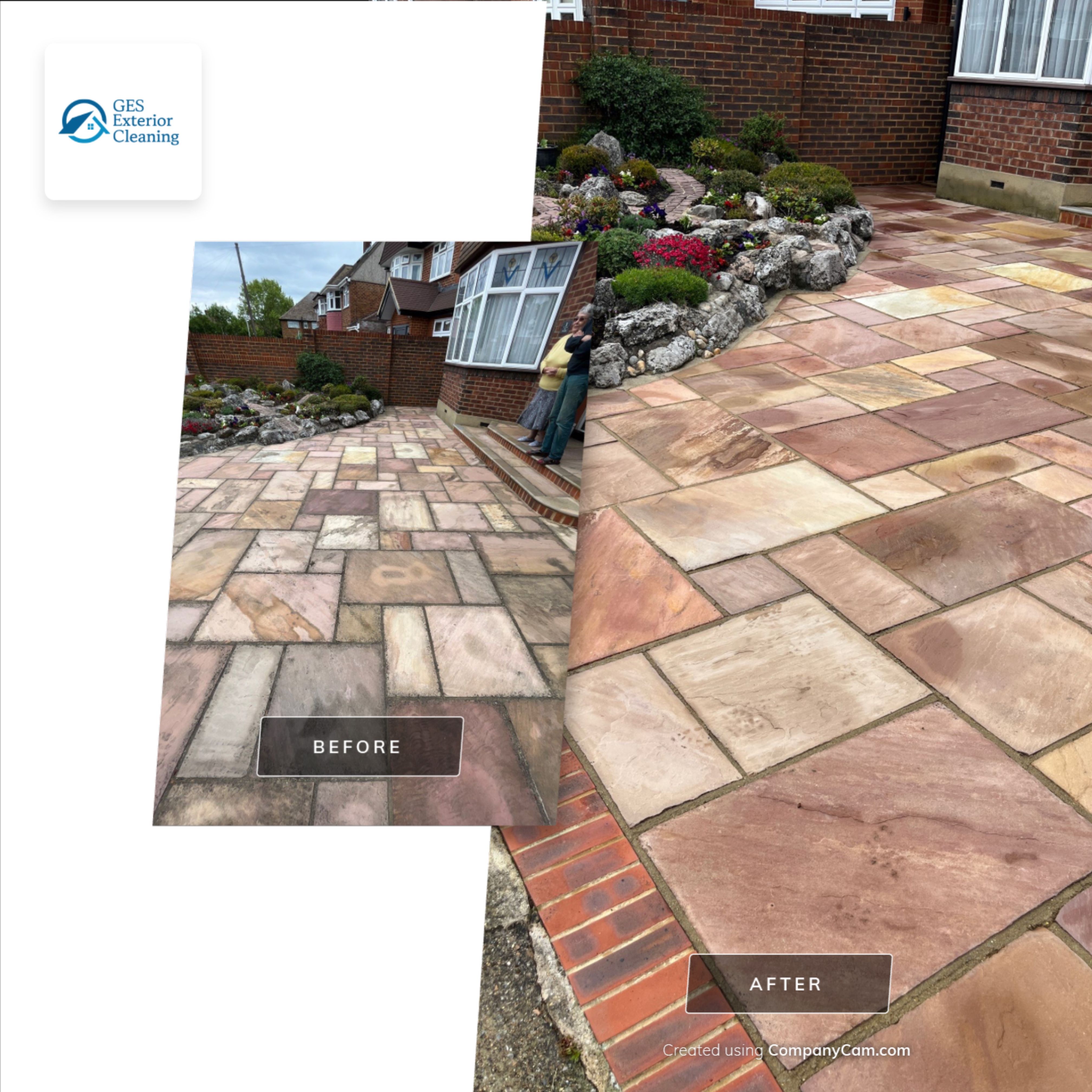 Driveway and Rockery clean using honda 21 ltr/min by Ges Exterior Cleaning ltd