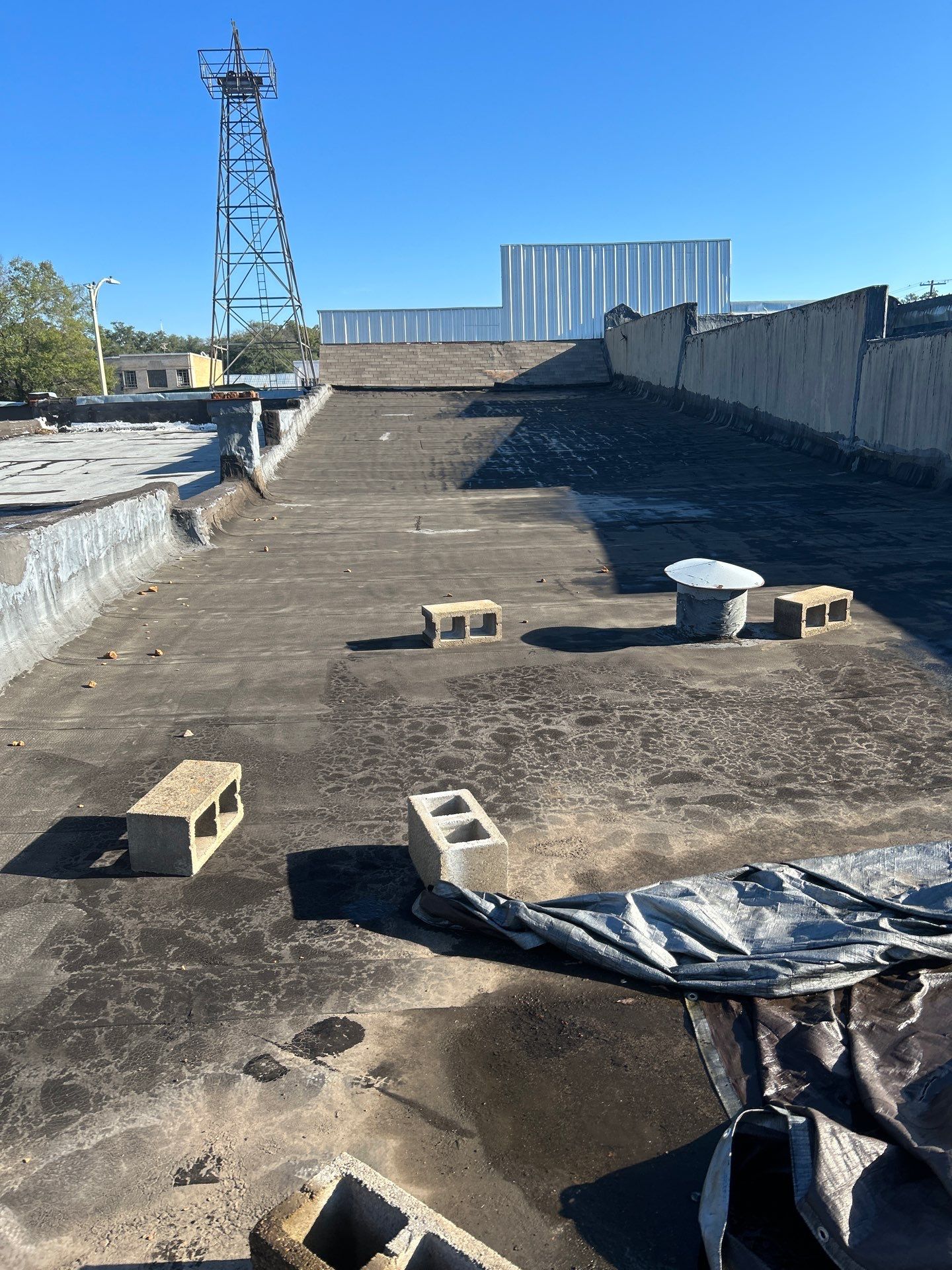 Downtown Gladewater Commercial Foam Roof Restoration – SPF + High-Tensile Acrylic by All Star Roofing LLC