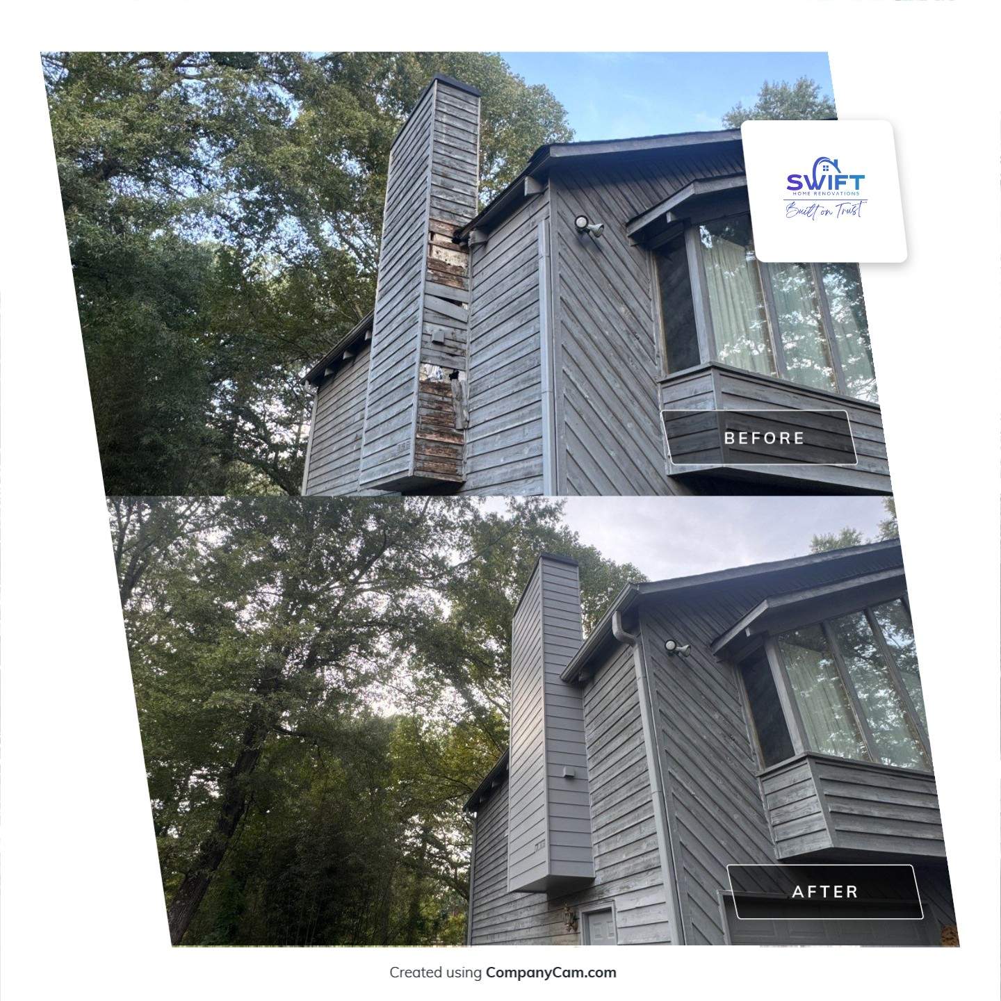 Chimney Chase Siding Replacement and Exterior Painting in Cartersville