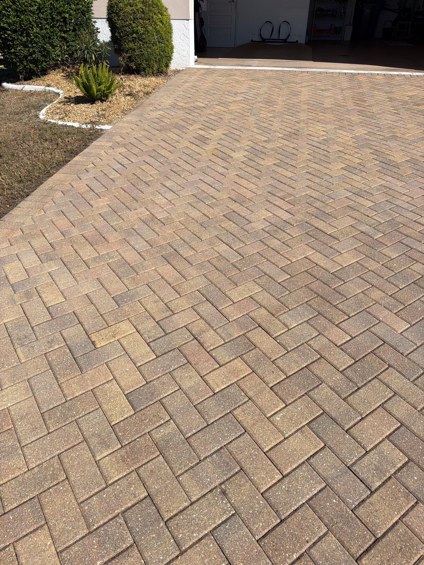 Restoring Herringbone Paver Driveway and Walkway in Sun City Center by Supreme Paver Experts