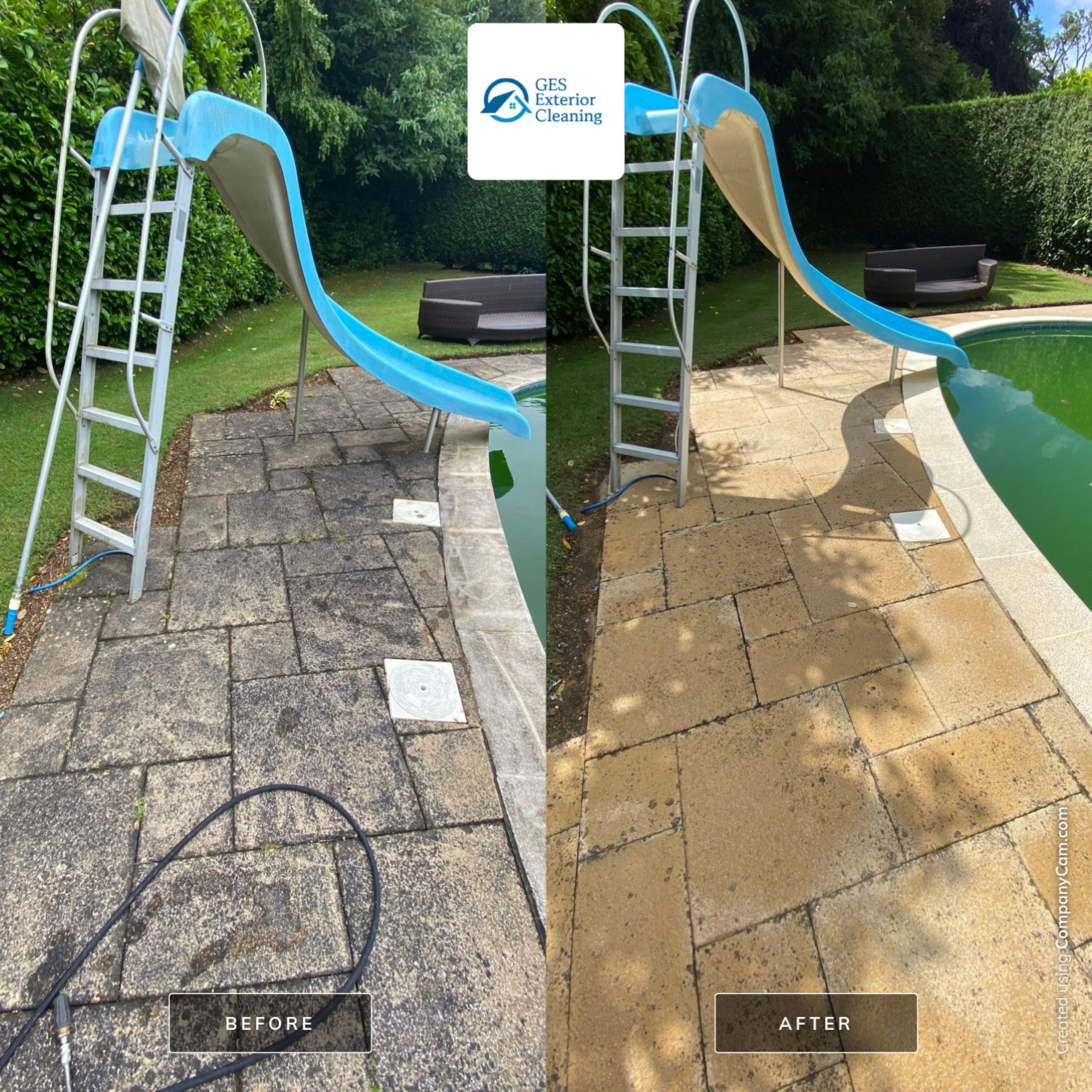 Exterior Clean - Roof - Pool  using Mosmatic FSC and Biocide by Ges Exterior Cleaning ltd