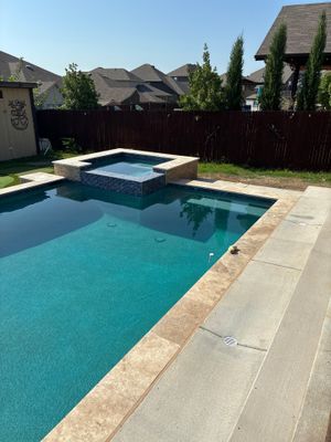 Geometric Pool with Raised Spa and Spillway