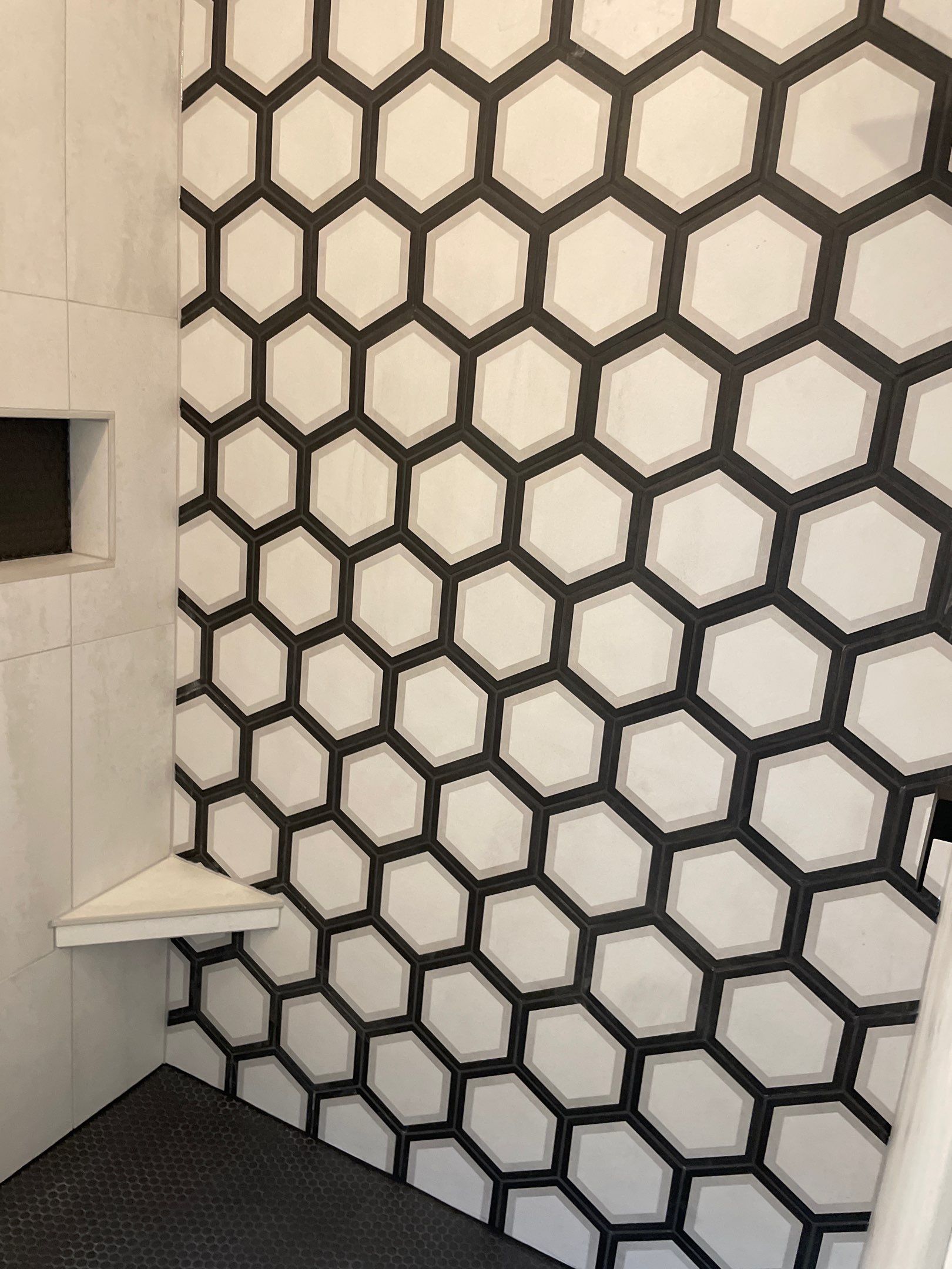 New Shower, Bathroom Floor and Countertops by Footprints Floors of Chandler