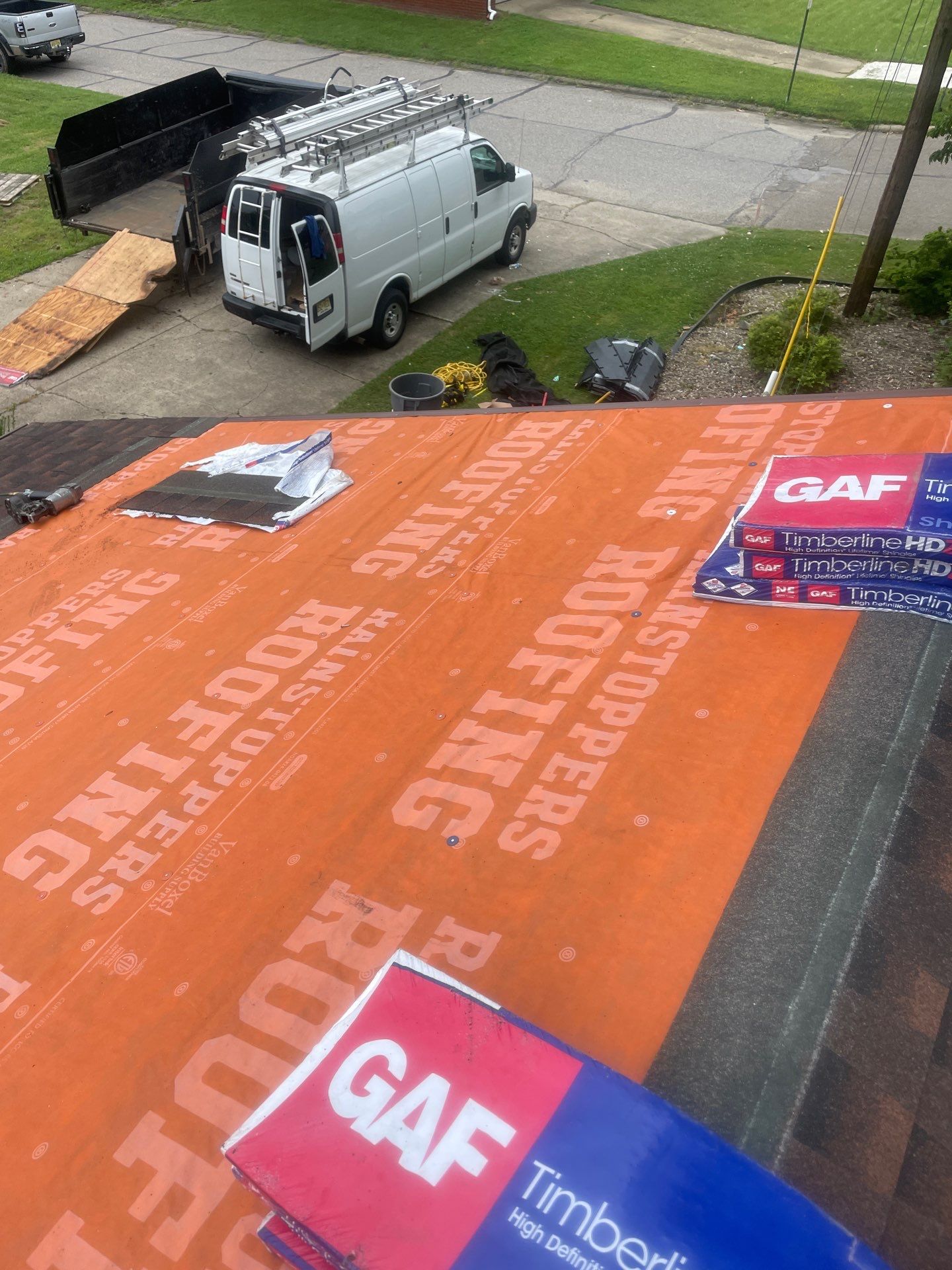 Residential Roofing Installation using GAF TImberline HDZ Hickory by Rainstoppers Roofing