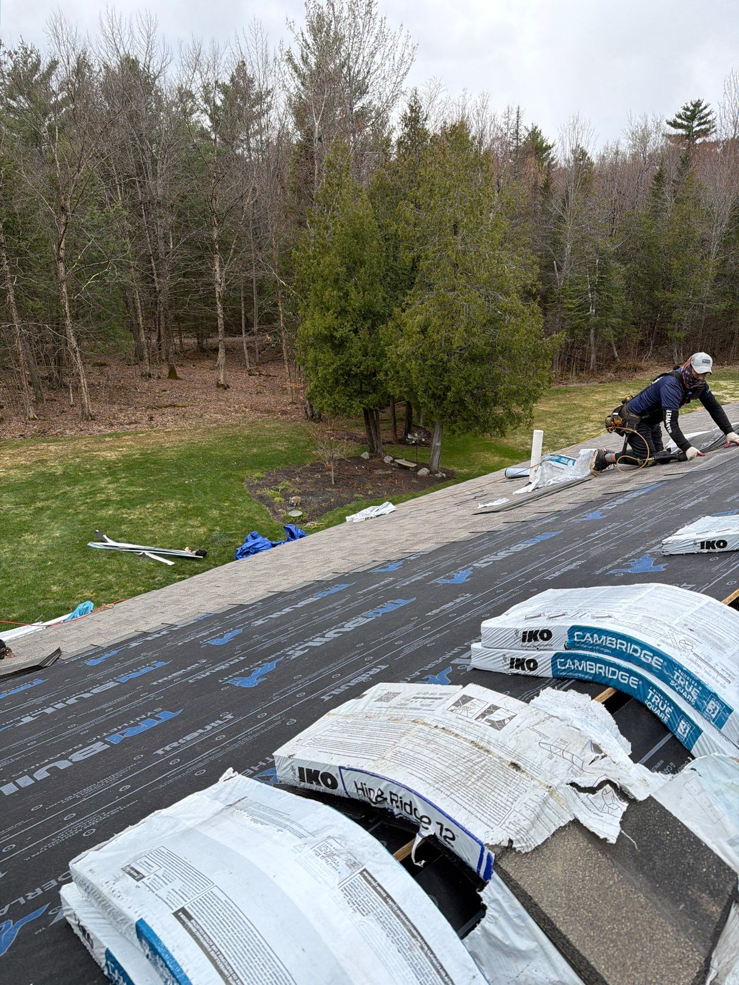 Asphalt Roof Replacement with IKO Cambridge Shingles in Fairfield, ME by Tall pine roofing