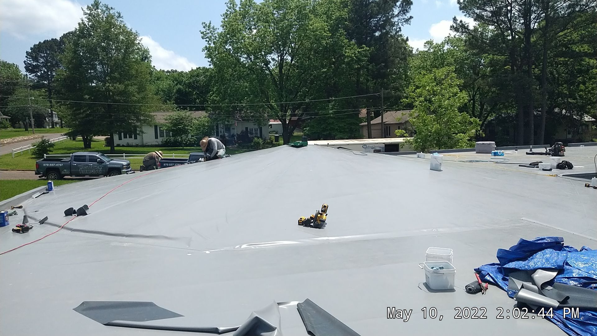 Commercial Roofing Installation using 50 mil PVC by Hostetler Roofing